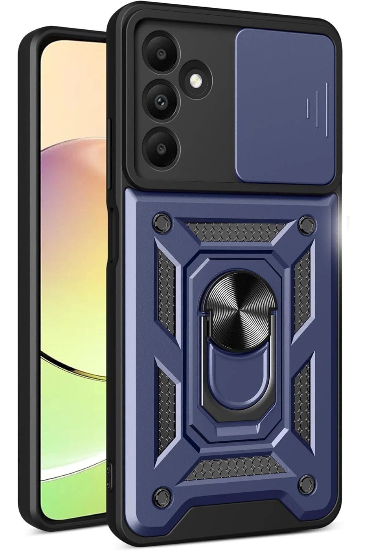 Newface Samsung Galaxy M15 Kılıf Pars Lens Yüzüklü Silikon - Lacivert