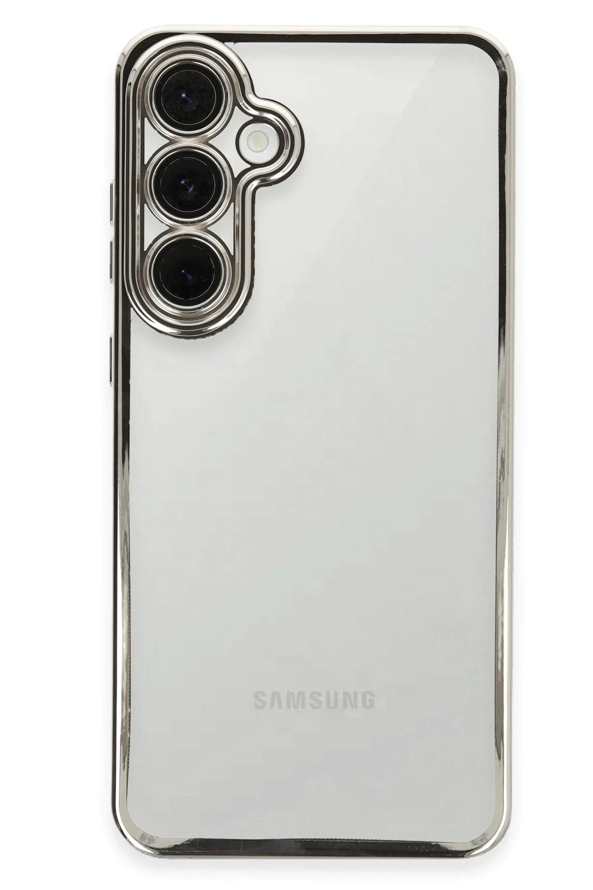 Newface Samsung Galaxy S24 FE Kılıf Razer Lensli Silikon - Gümüş