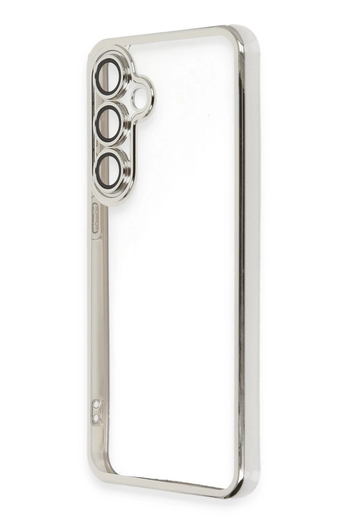 Newface Samsung Galaxy S24 FE Kılıf Razer Lensli Silikon - Gümüş