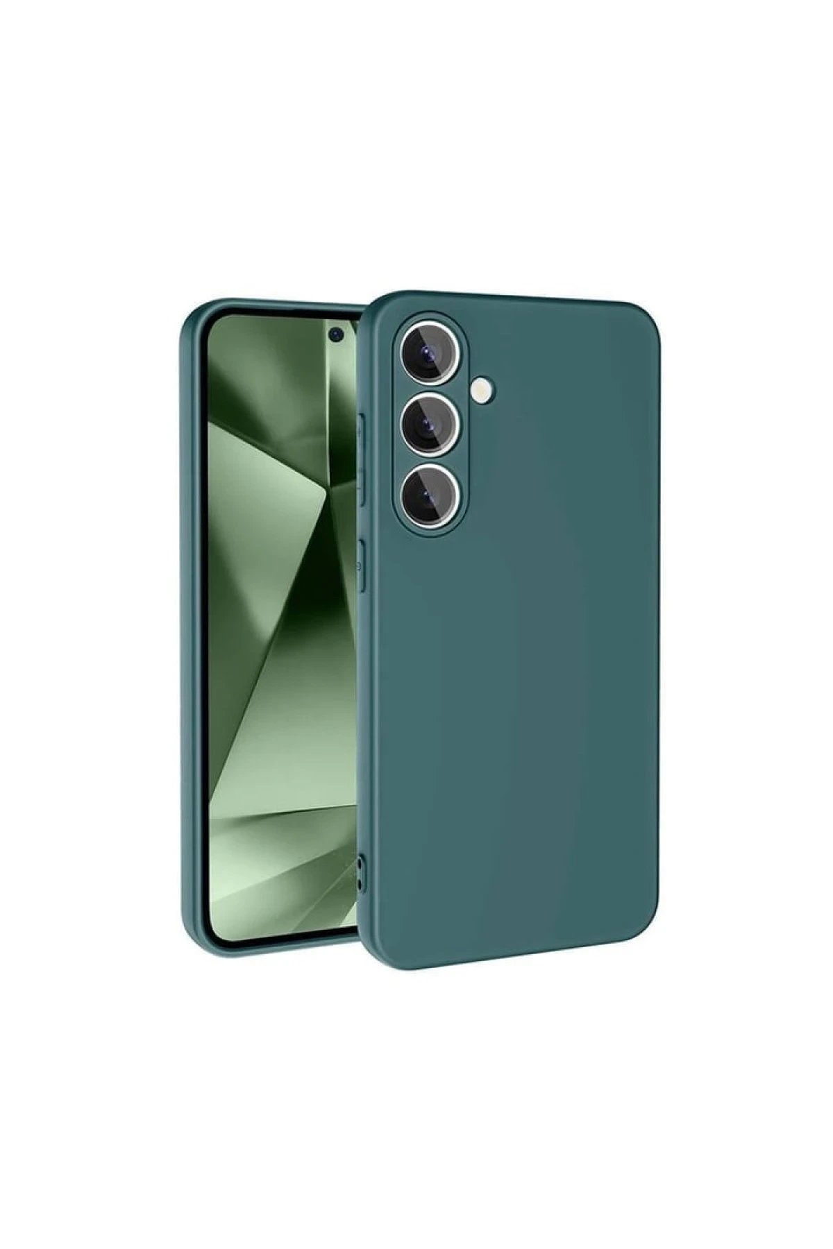 Newface Samsung Galaxy S24 FE Kılıf Nano içi Kadife Silikon - Koyu Yeşil