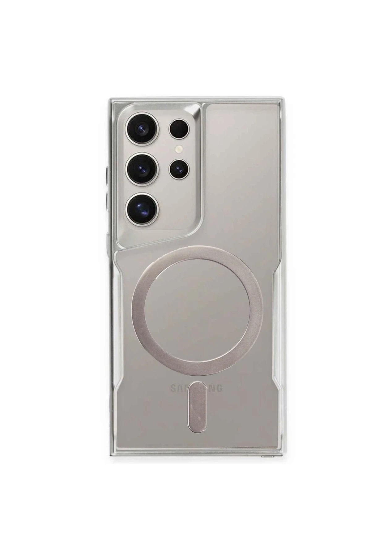 Newface Samsung Galaxy S24 Ultra Kılıf Boyi Magsafe Silikon Kapak - Gümüş