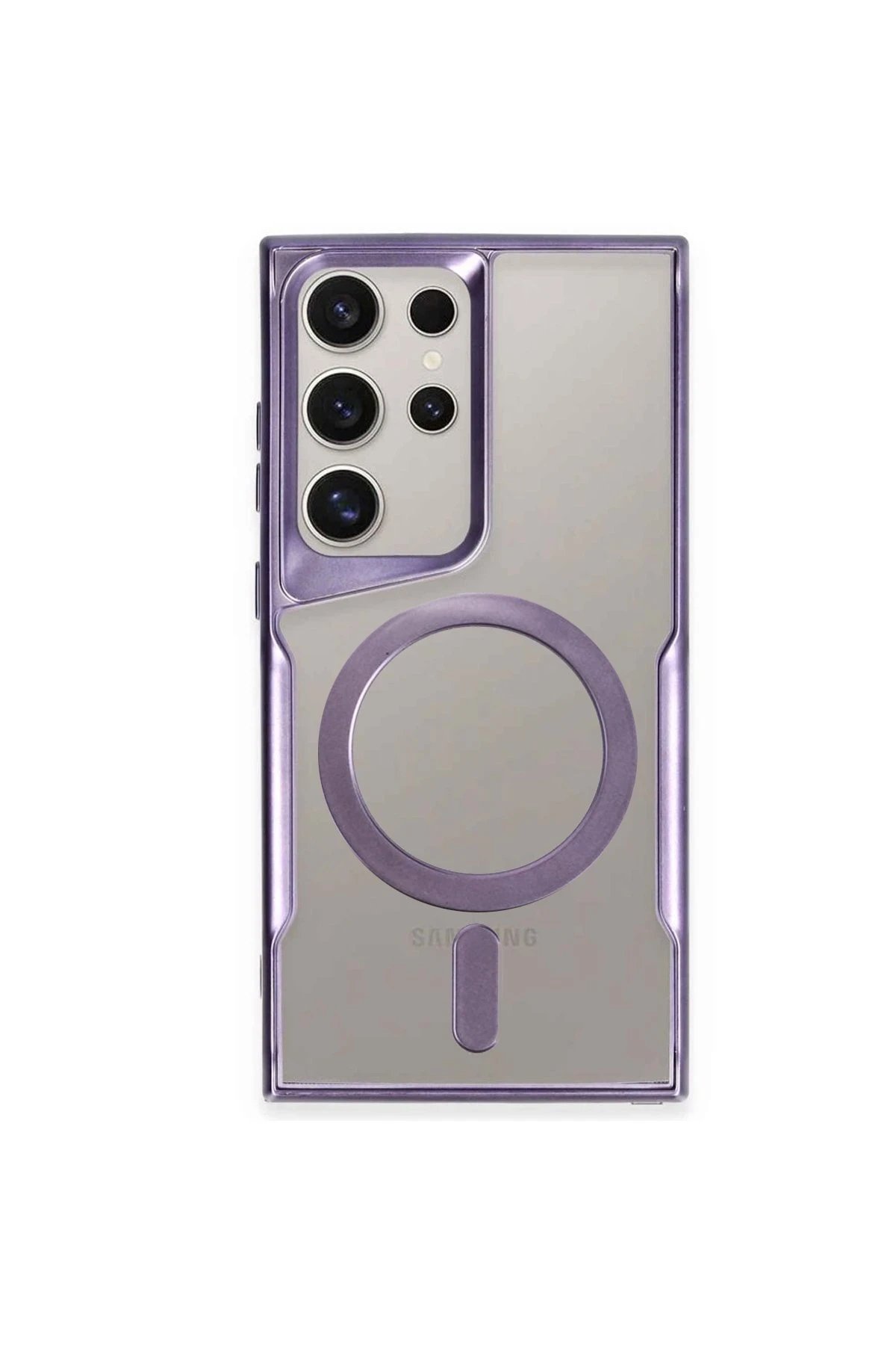 Newface Samsung Galaxy S24 Ultra Kılıf Boyi Magsafe Silikon Kapak - Derin Mor