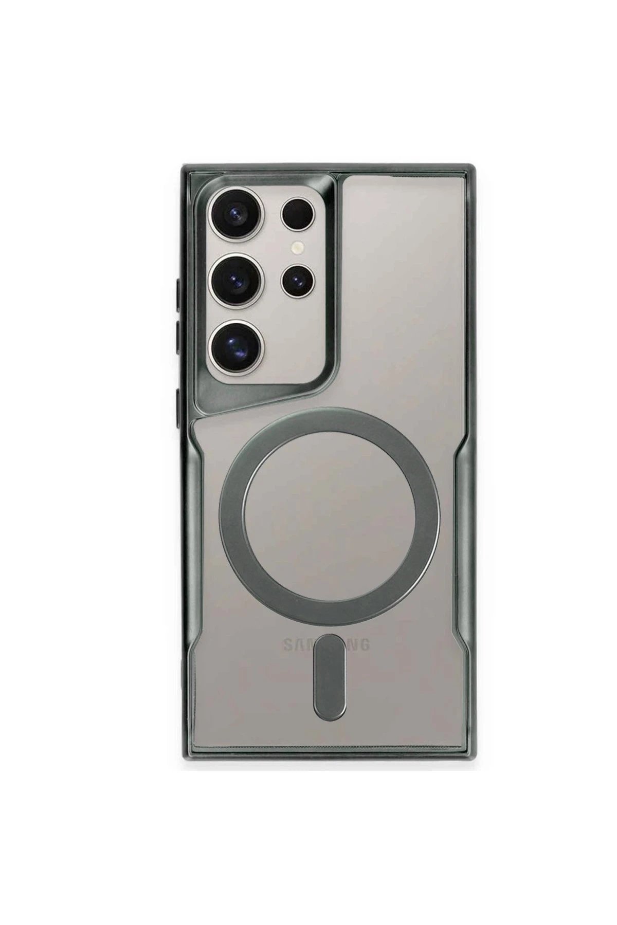 Newface Samsung Galaxy S24 Ultra Kılıf Boyi Magsafe Silikon Kapak - Yeşil