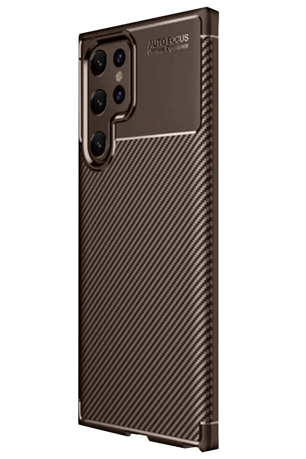 Newface Samsung Galaxy S25 Ultra Kılıf Auto Focus Karbon Kapak - Kahverengi