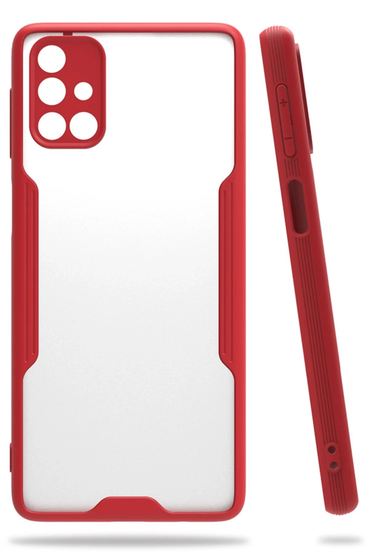 Newface Samsung Galaxy M31S Kılıf Platin Silikon - Kırmızı