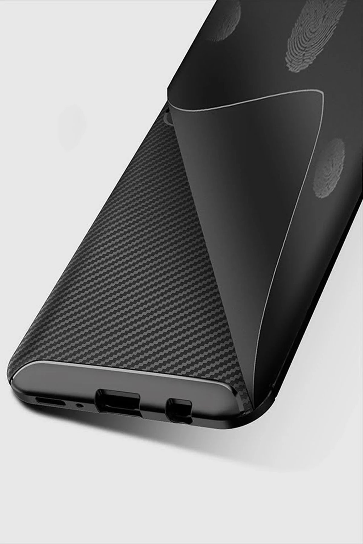 Newface Samsung Galaxy M30S Kılıf Auto Focus Karbon Kapak - Kahverengi