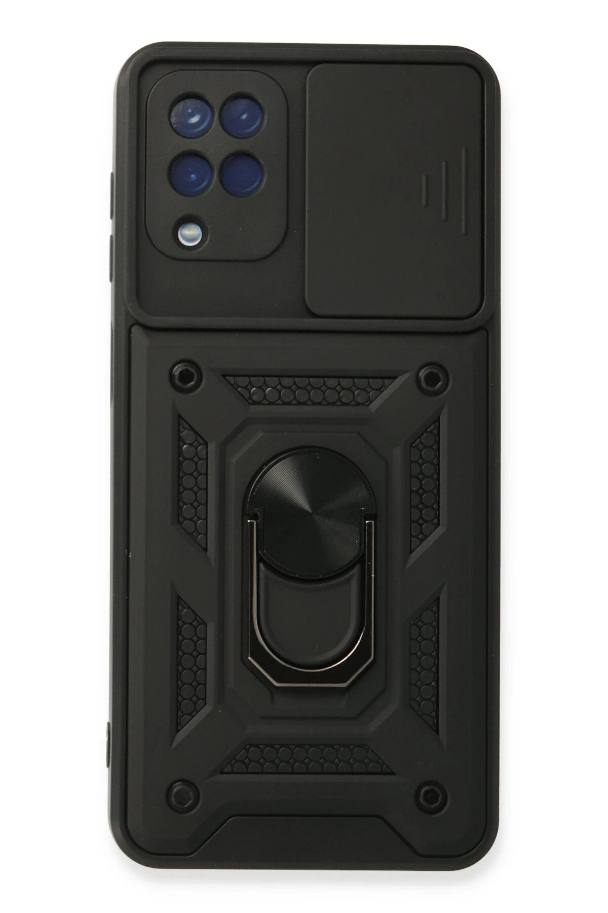 Newface Samsung Galaxy A22 Kılıf Pars Lens Yüzüklü Silikon - Siyah