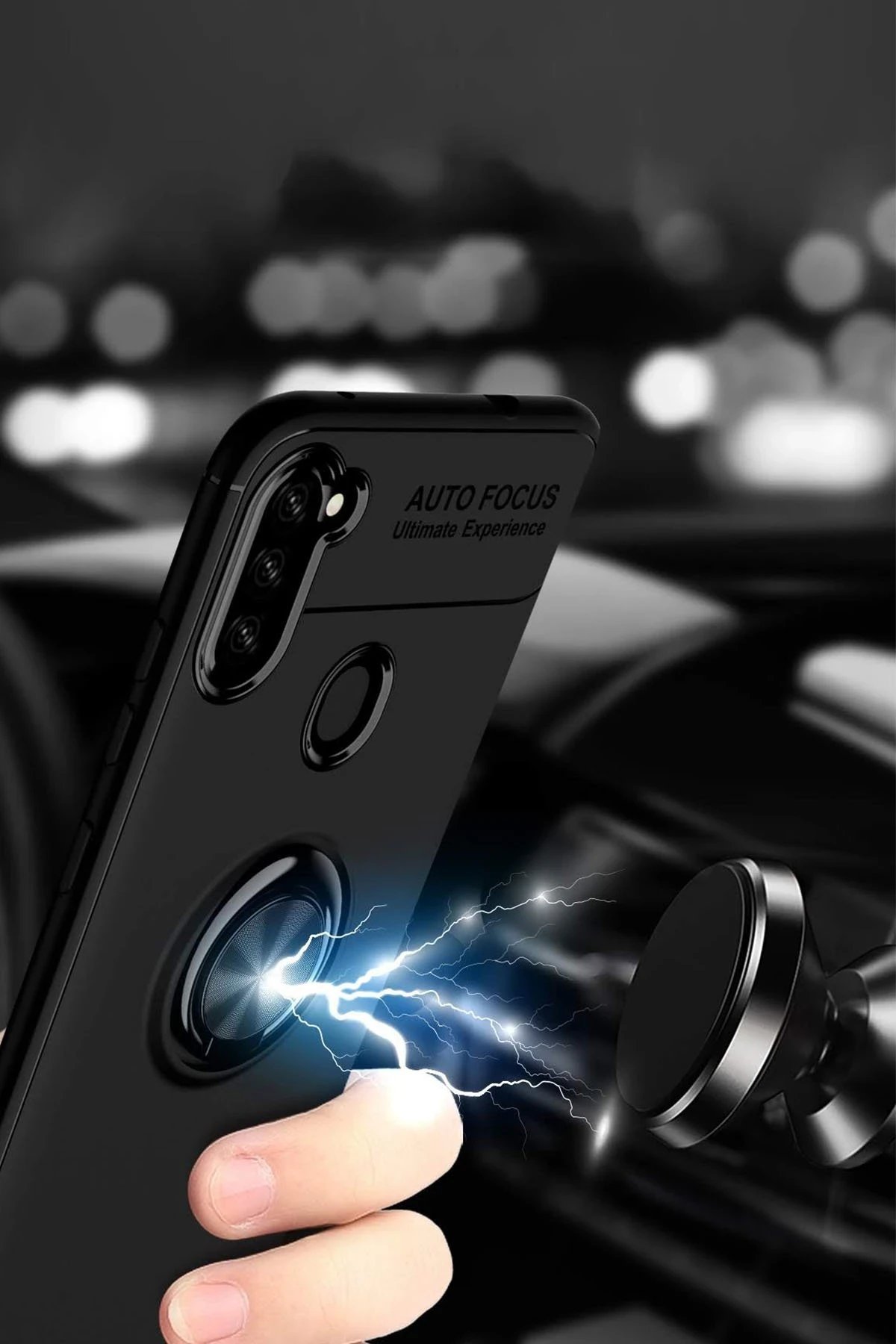 Newface Samsung Galaxy A11 Kılıf Range Yüzüklü Silikon - Siyah-Gold