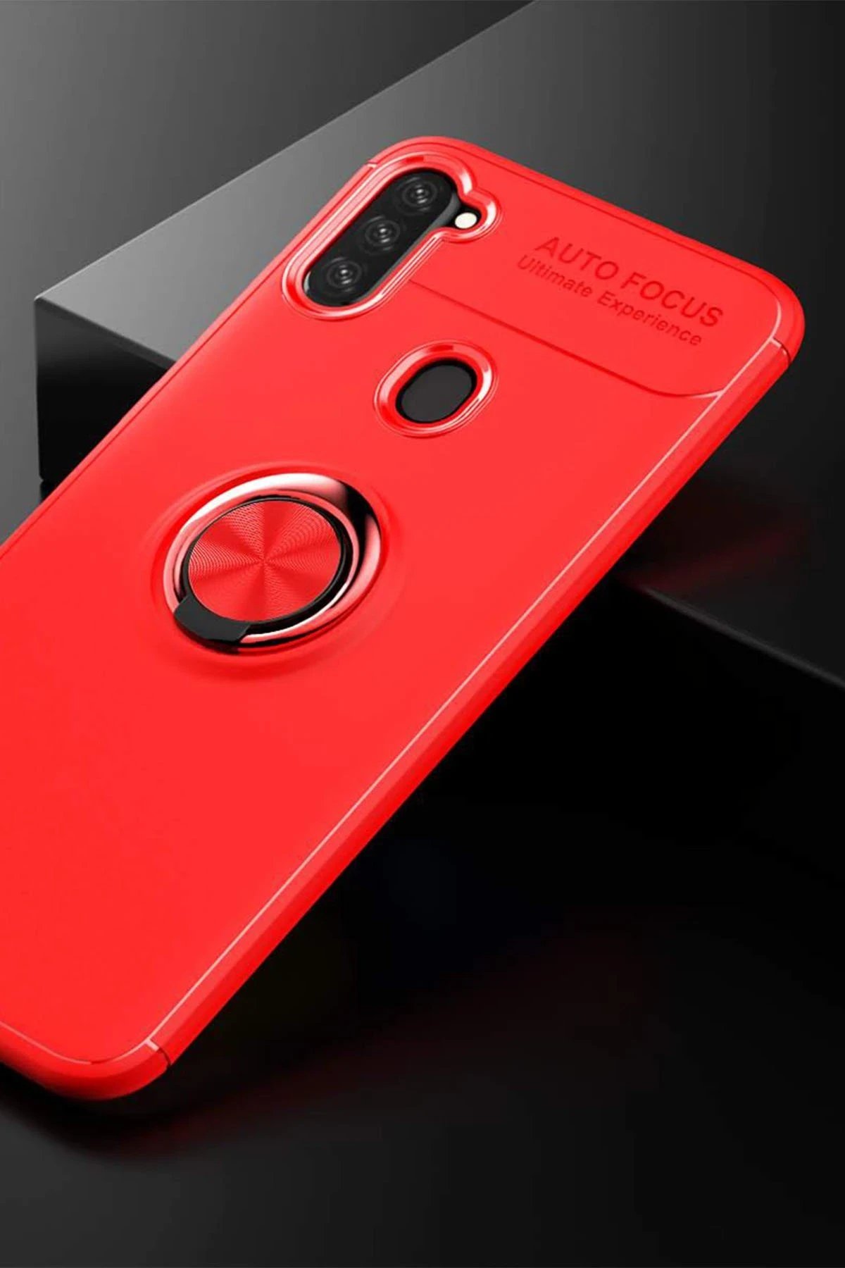 Newface Samsung Galaxy A11 Kılıf Range Yüzüklü Silikon - Kırmızı