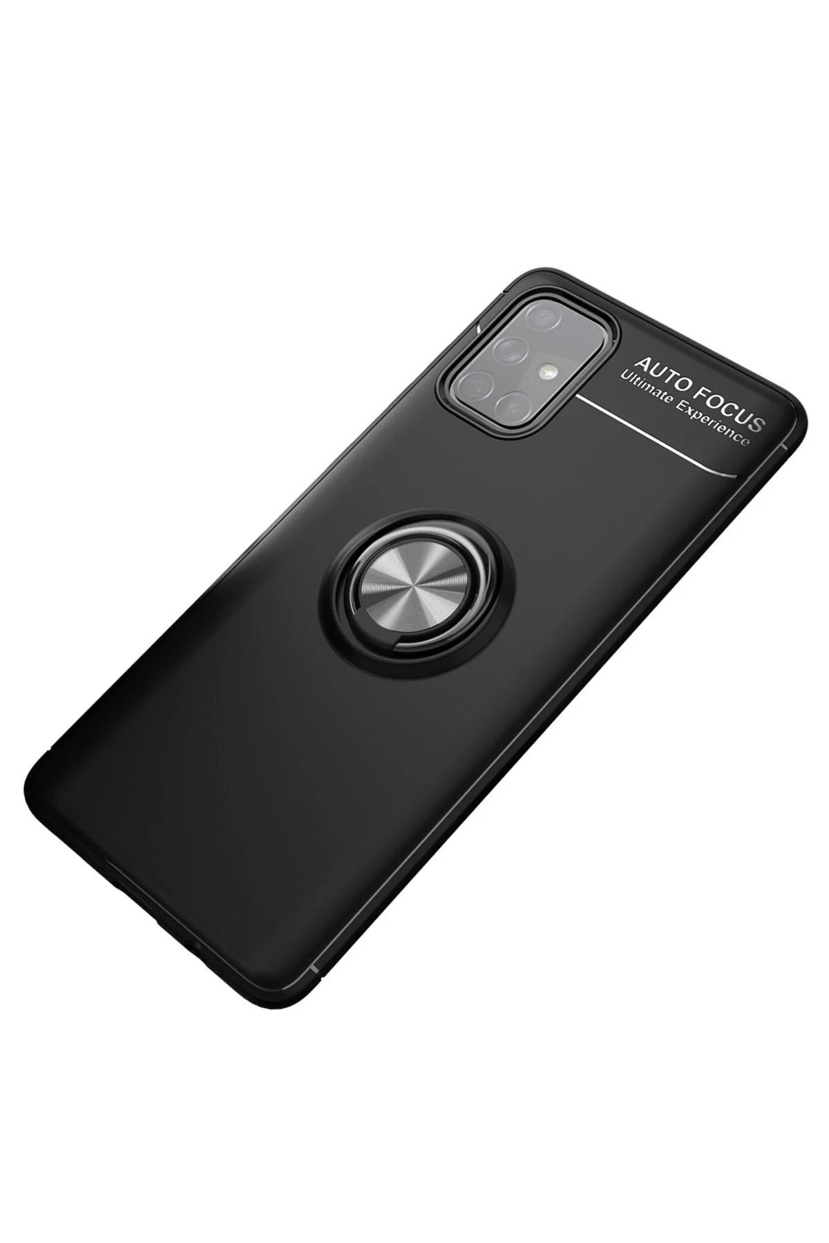 Newface Samsung Galaxy M31S Kılıf Range Yüzüklü Silikon - Siyah