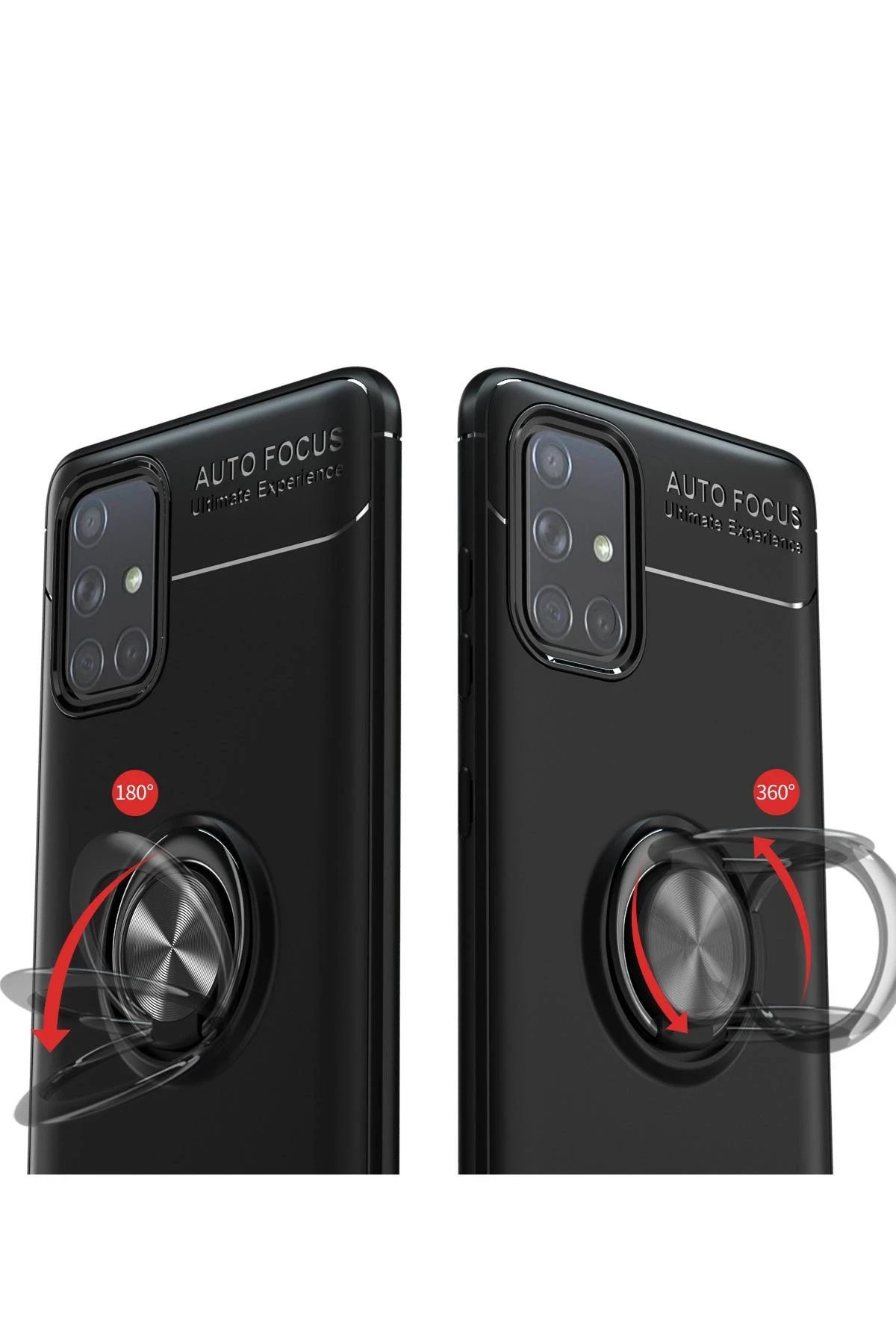 Newface Samsung Galaxy M31S Kılıf Range Yüzüklü Silikon - Siyah-Kırmızı