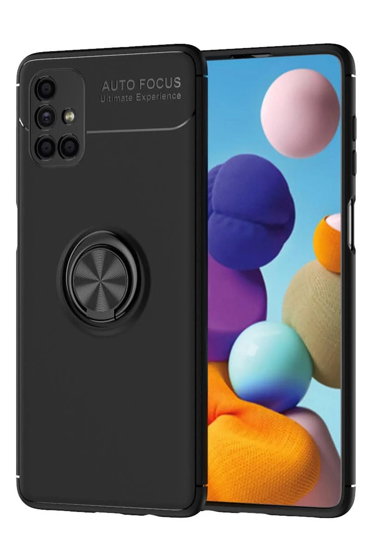 Newface Samsung Galaxy M51 Kılıf Range Yüzüklü Silikon - Siyah