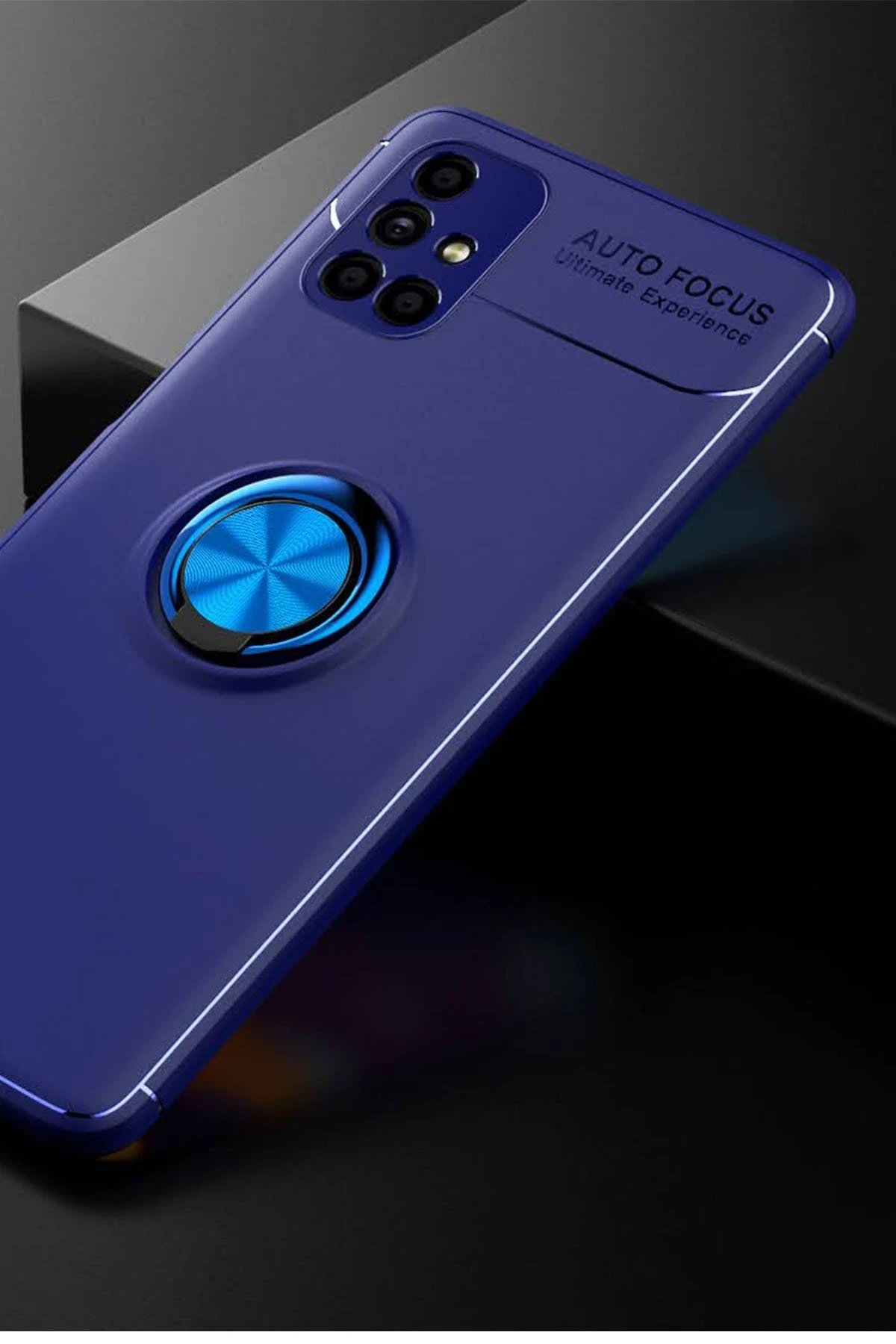 Newface Samsung Galaxy M51 Kılıf Range Yüzüklü Silikon - Mavi