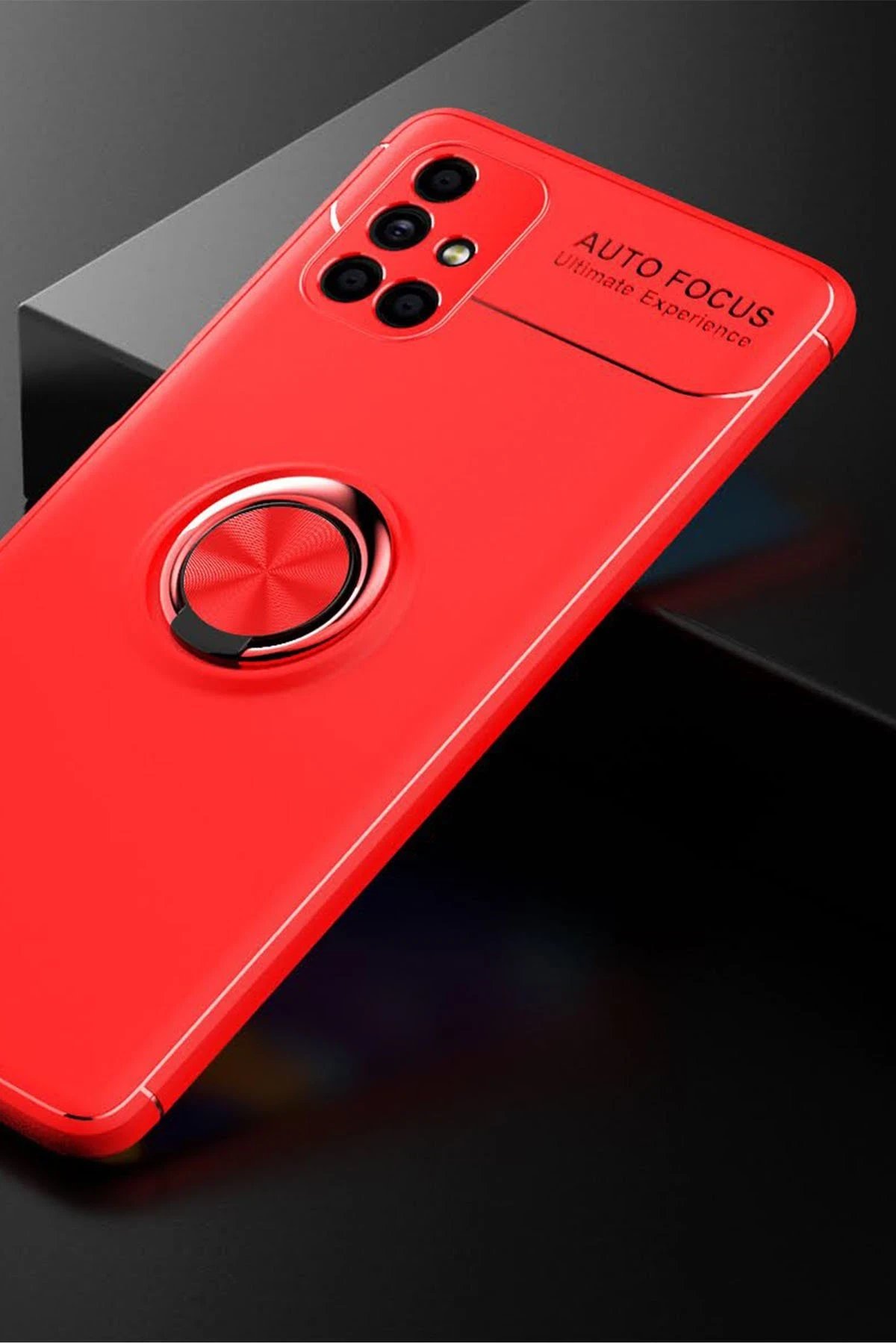 Newface Samsung Galaxy M51 Kılıf Range Yüzüklü Silikon - Kırmızı