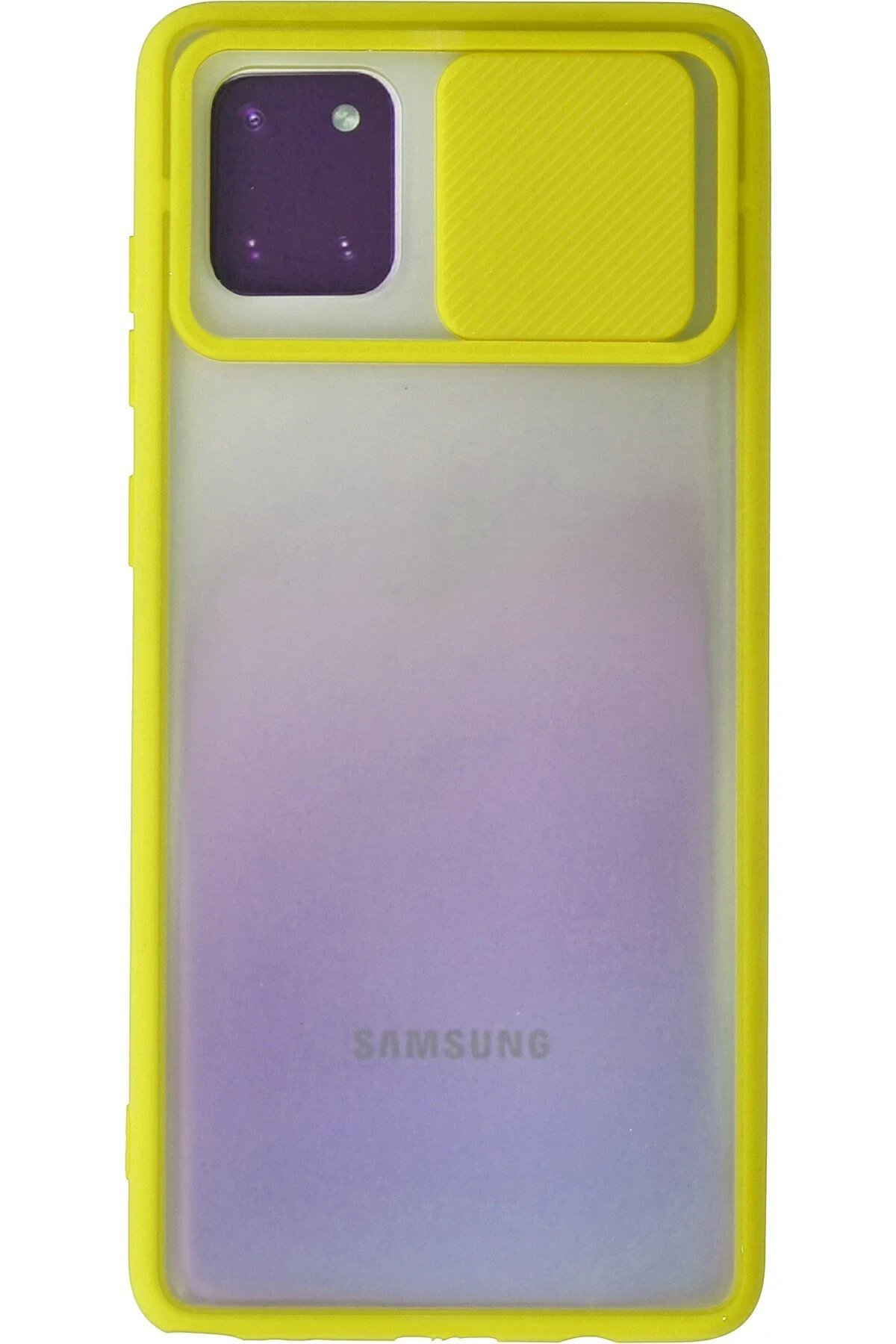 Newface Samsung Galaxy A81 / Note 10 Lite Kılıf Palm Buzlu Kamera Sürgülü Silikon - Sarı