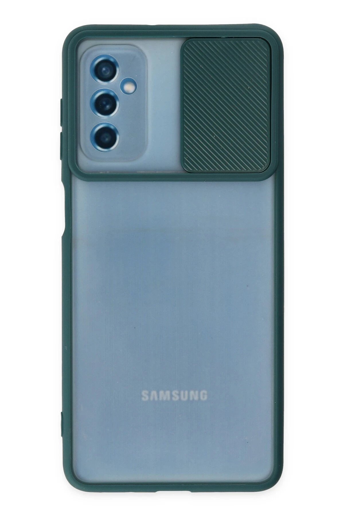 Newface Samsung Galaxy M52 5G Kılıf Palm Buzlu Kamera Sürgülü Silikon - Yeşil