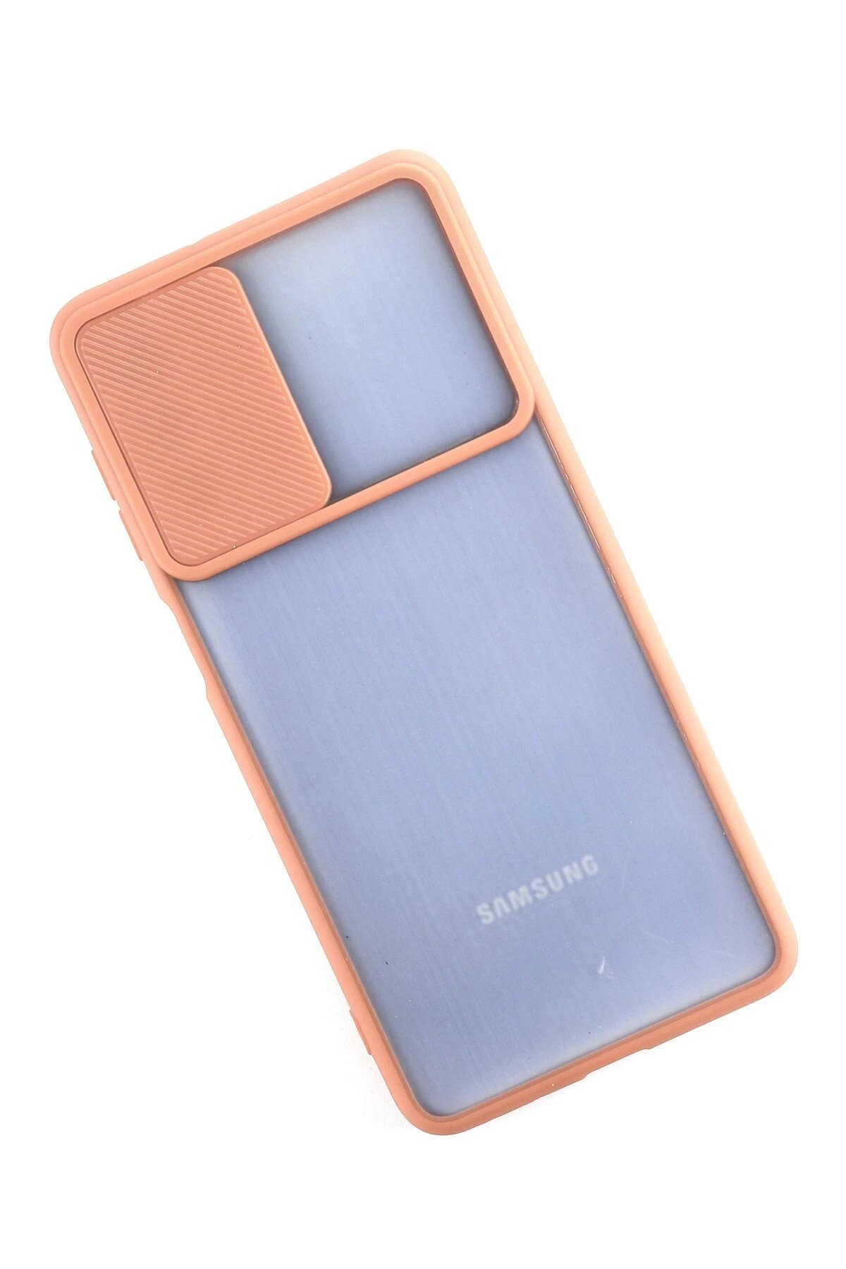 Newface Samsung Galaxy M52 5G Kılıf Palm Buzlu Kamera Sürgülü Silikon - Pembe