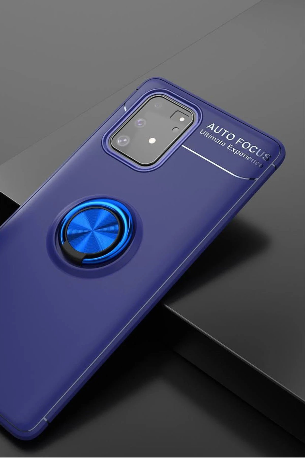 Newface Samsung Galaxy A91 / S10 Lite Kılıf Range Yüzüklü Silikon - Mavi