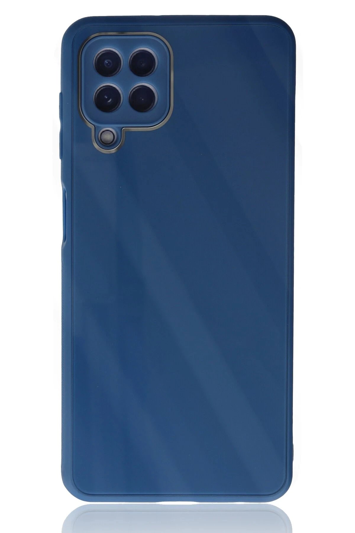 Newface Samsung Galaxy A22 Kılıf Glass Kapak - Mavi