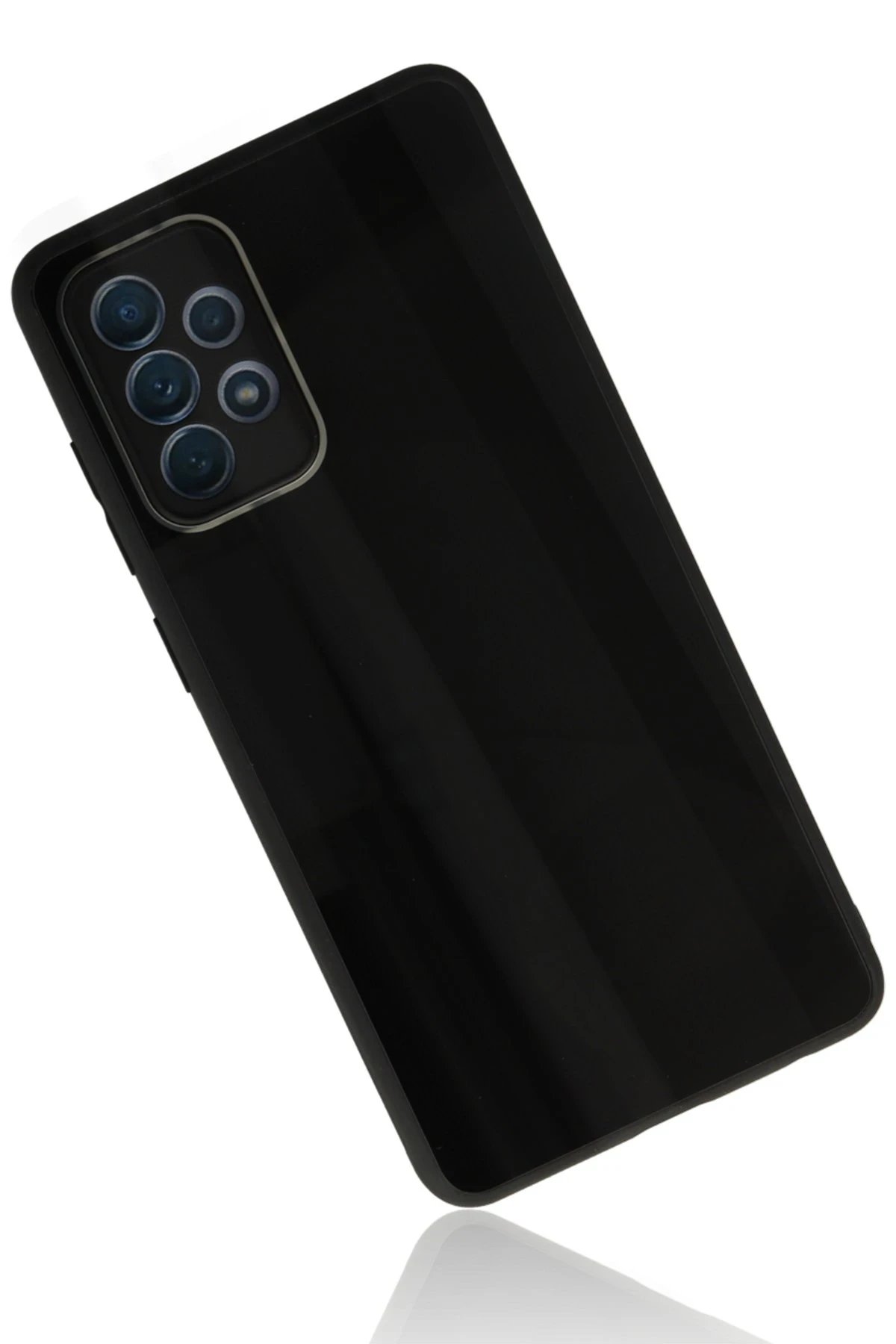 Newface Samsung Galaxy A72 Kılıf Glass Kapak - Siyah