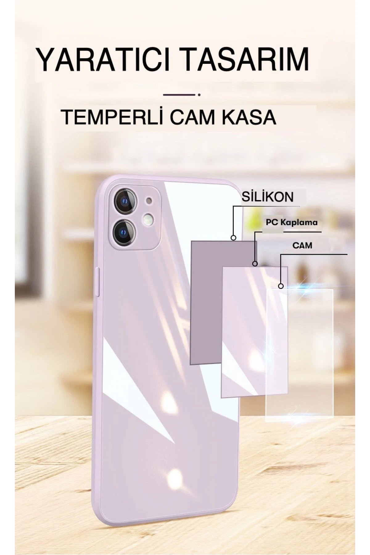 Newface Samsung Galaxy A72 Kılıf Glass Kapak - Siyah