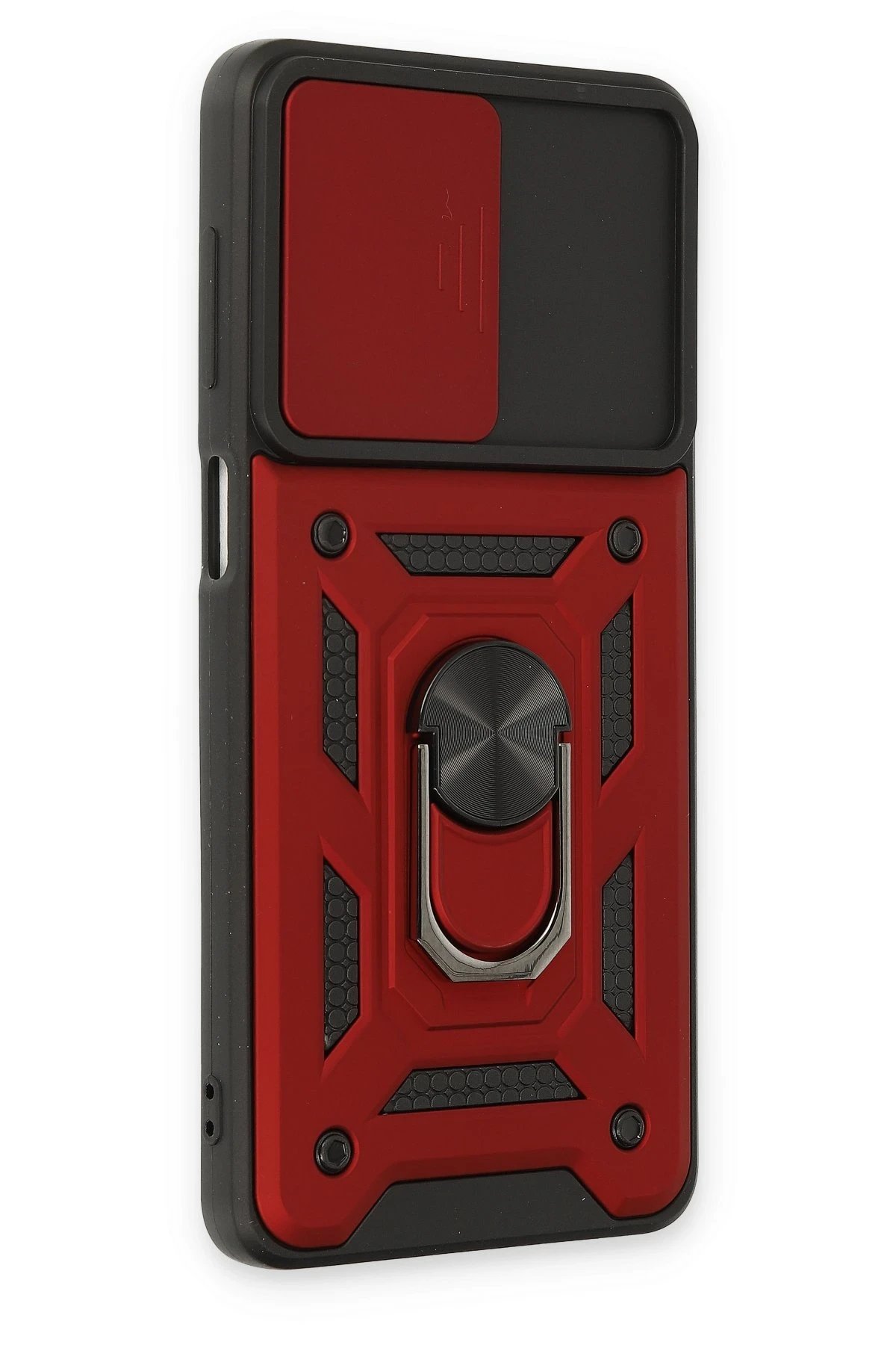 Newface Samsung Galaxy M52 5G Kılıf Pars Lens Yüzüklü Silikon - Kırmızı