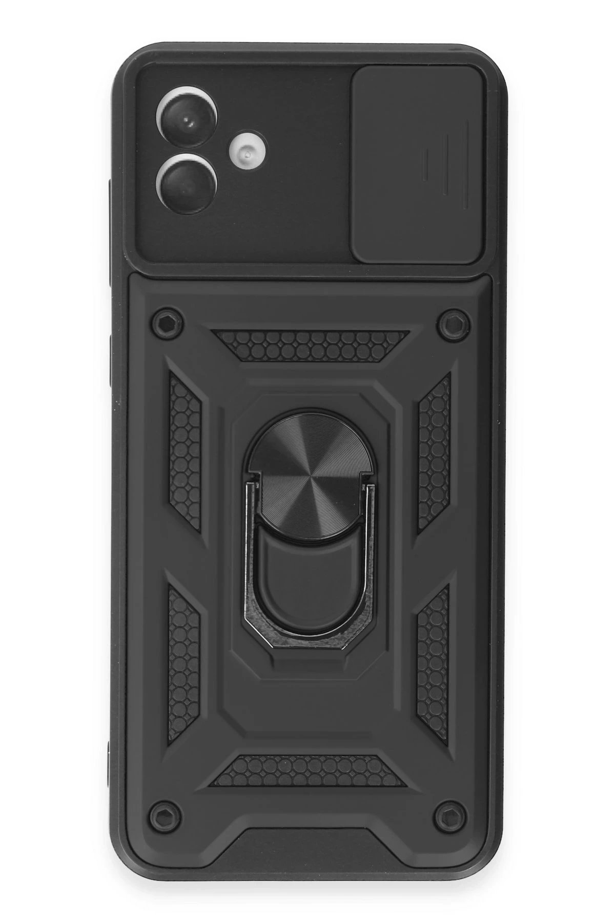 Newface Samsung Galaxy A04E Kılıf Pars Lens Yüzüklü Silikon - Siyah