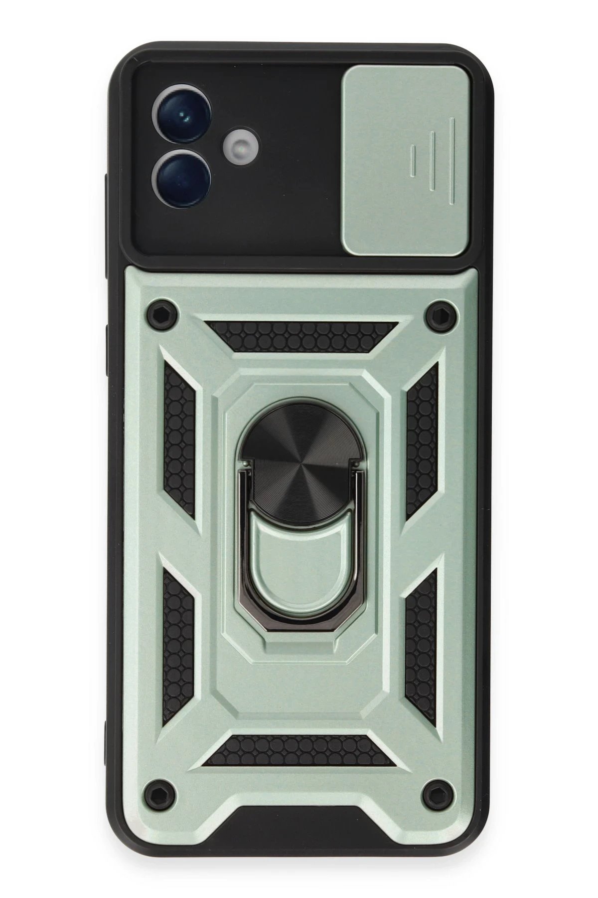 Newface Samsung Galaxy A04E Kılıf Pars Lens Yüzüklü Silikon - Yeşil