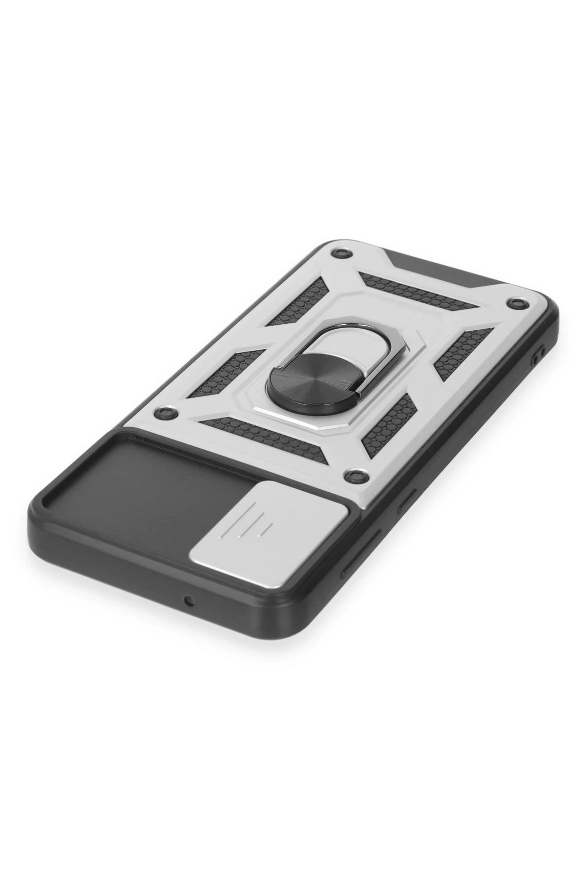 Newface Samsung Galaxy A04E Kılıf Pars Lens Yüzüklü Silikon - Gümüş