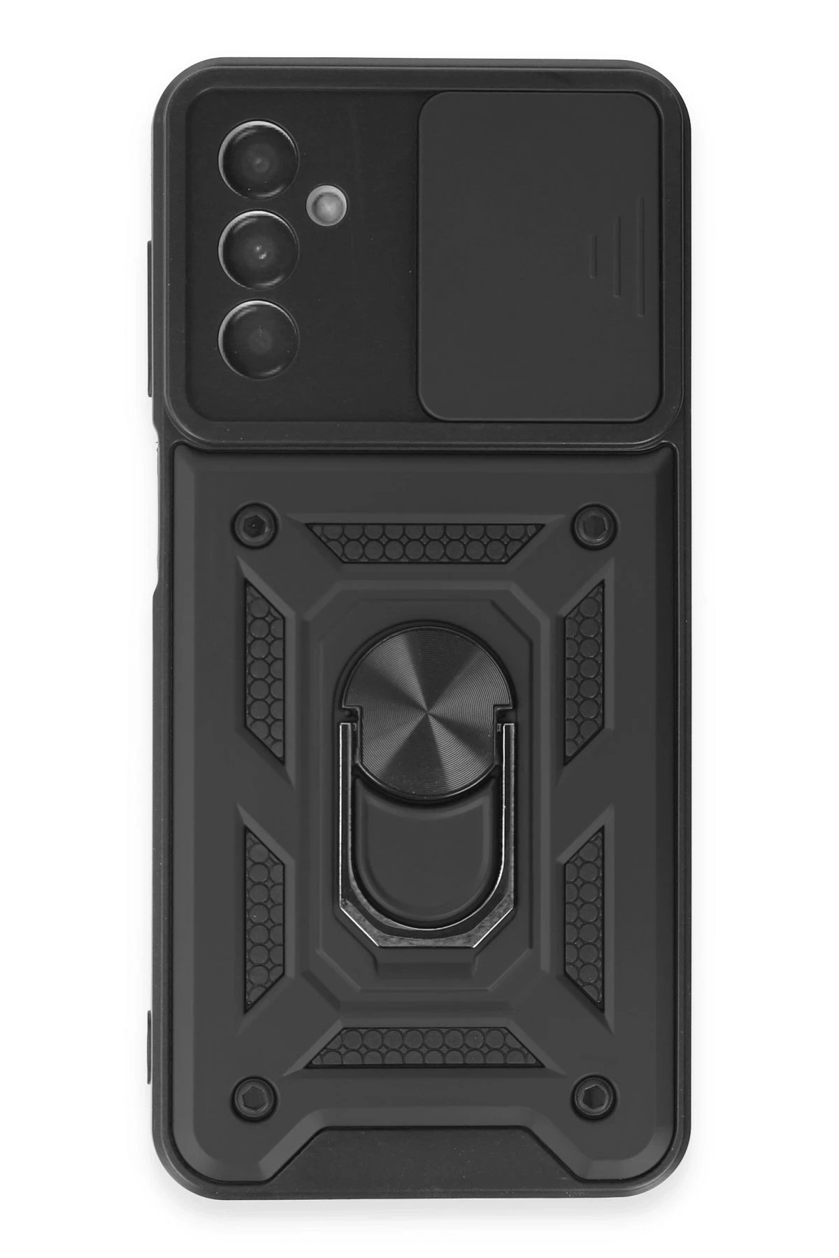 Newface Samsung Galaxy A14 4G Kılıf Pars Lens Yüzüklü Silikon - Siyah