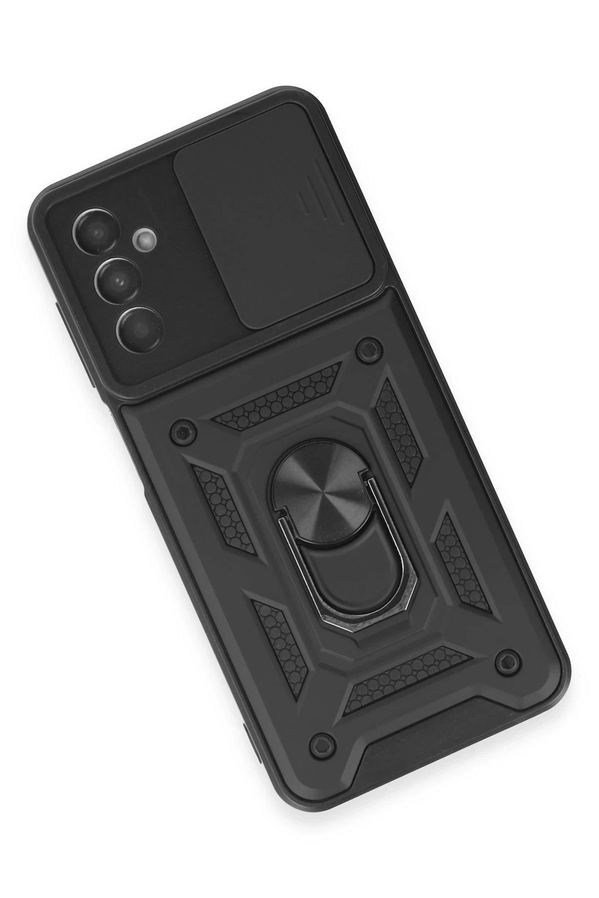 Newface Samsung Galaxy A14 4G Kılıf Pars Lens Yüzüklü Silikon - Siyah