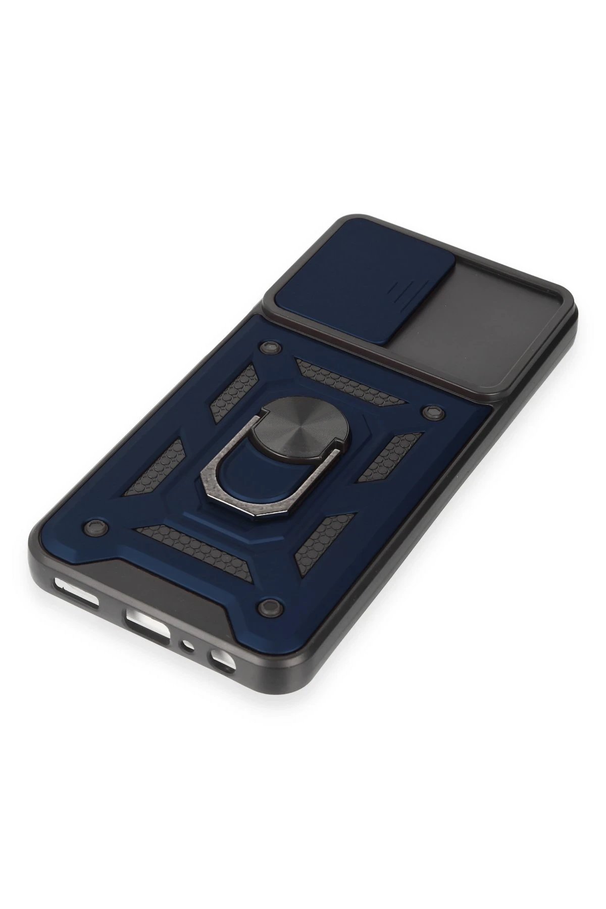 Newface Samsung Galaxy A14 4G Kılıf Pars Lens Yüzüklü Silikon - Lacivert