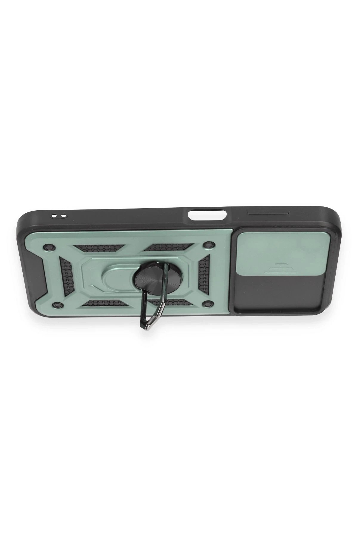 Newface Samsung Galaxy A14 4G Kılıf Pars Lens Yüzüklü Silikon - Yeşil