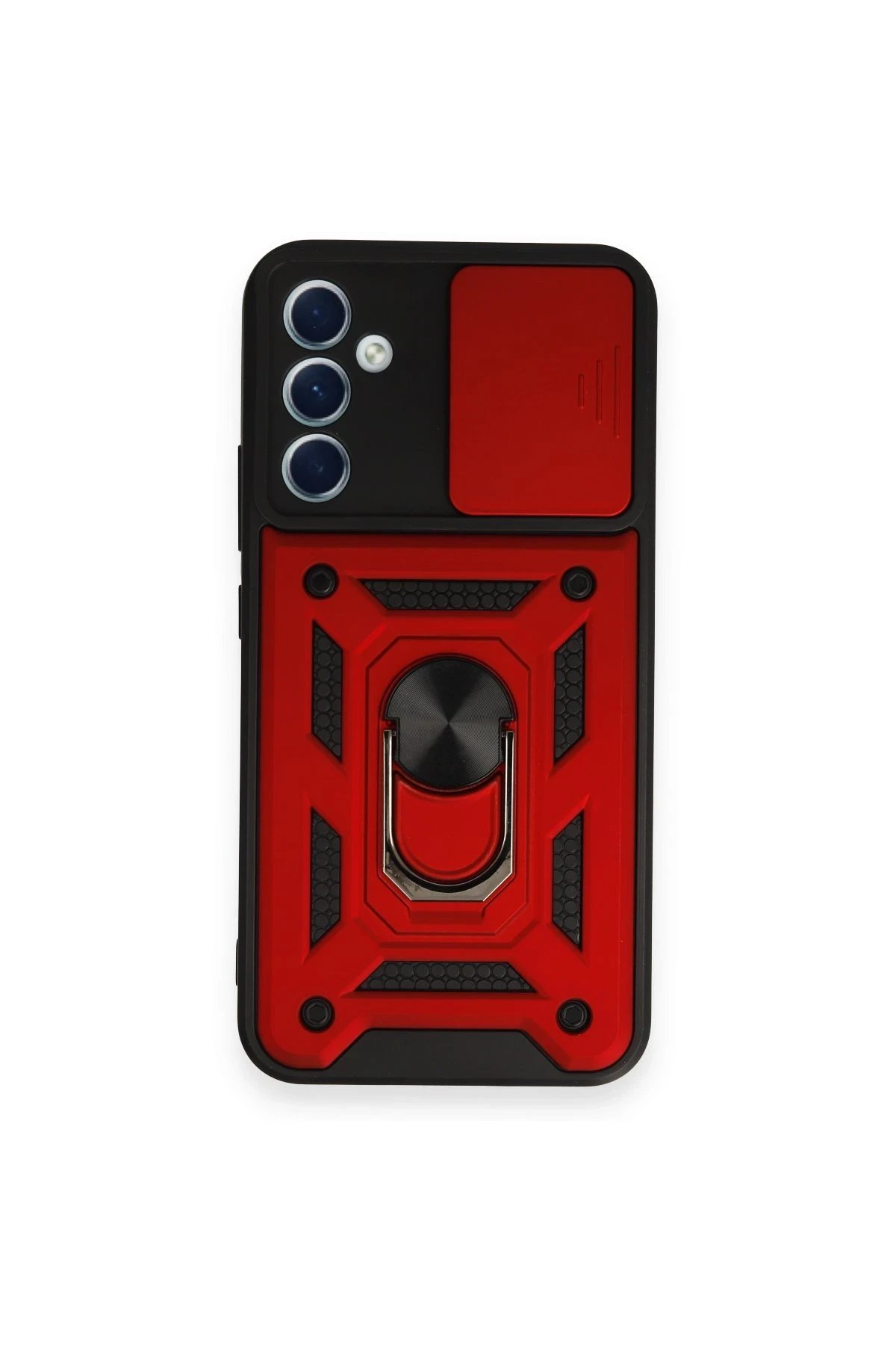 Newface Samsung Galaxy A54 5G Kılıf Pars Lens Yüzüklü Silikon - Kırmızı