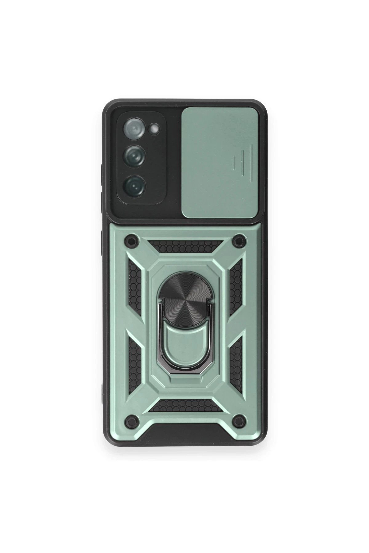 Newface Samsung Galaxy S20 FE Kılıf Pars Lens Yüzüklü Silikon - Yeşil