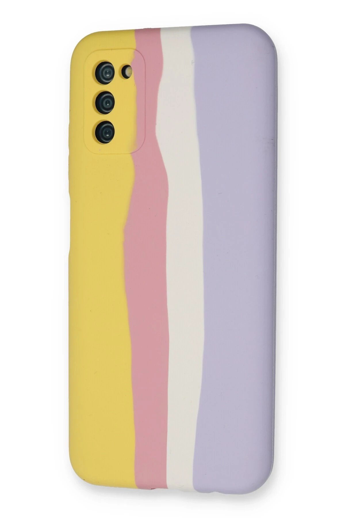 Newface Samsung Galaxy A03S Kılıf Ebruli Lansman Silikon - Sarı-Mavi