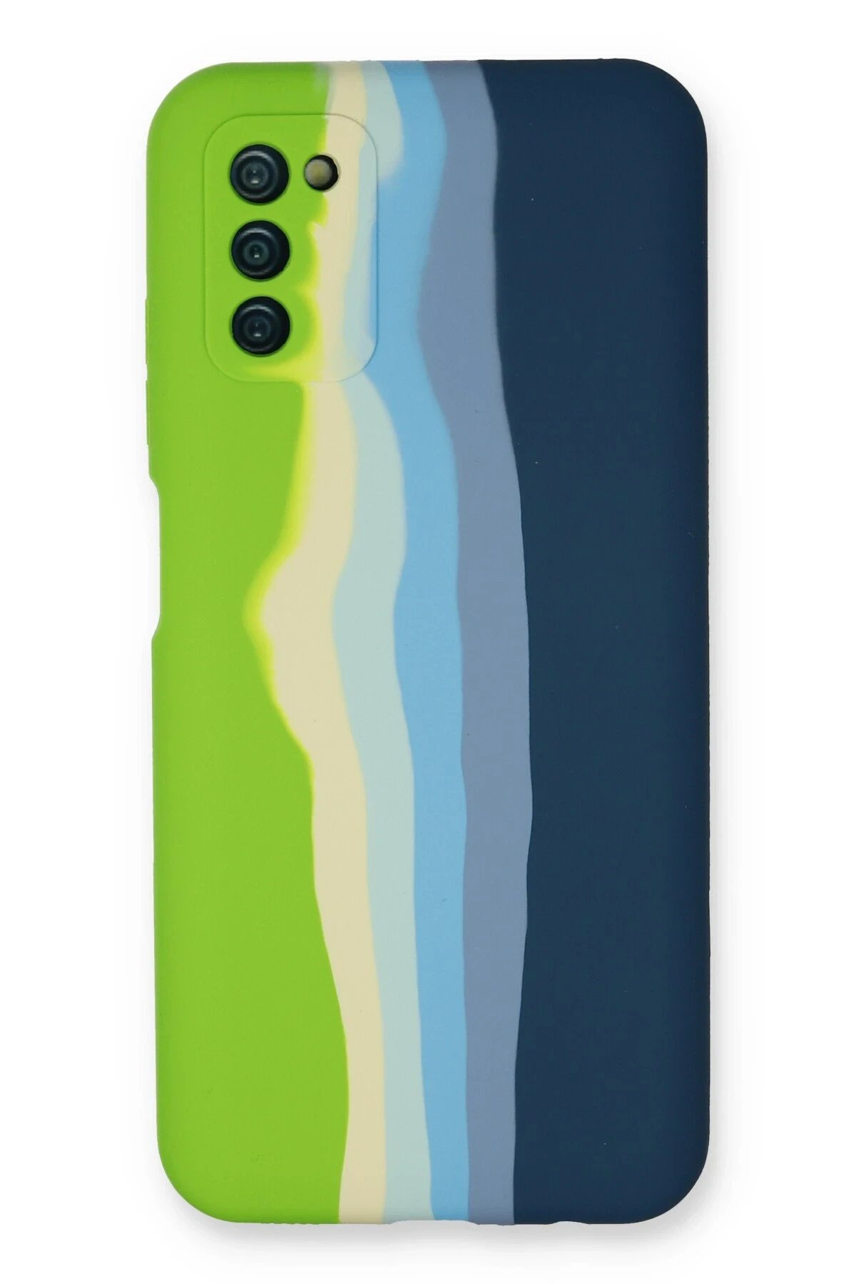 Newface Samsung Galaxy A03S Kılıf Ebruli Lansman Silikon - Yeşil-Koyu Yeşil