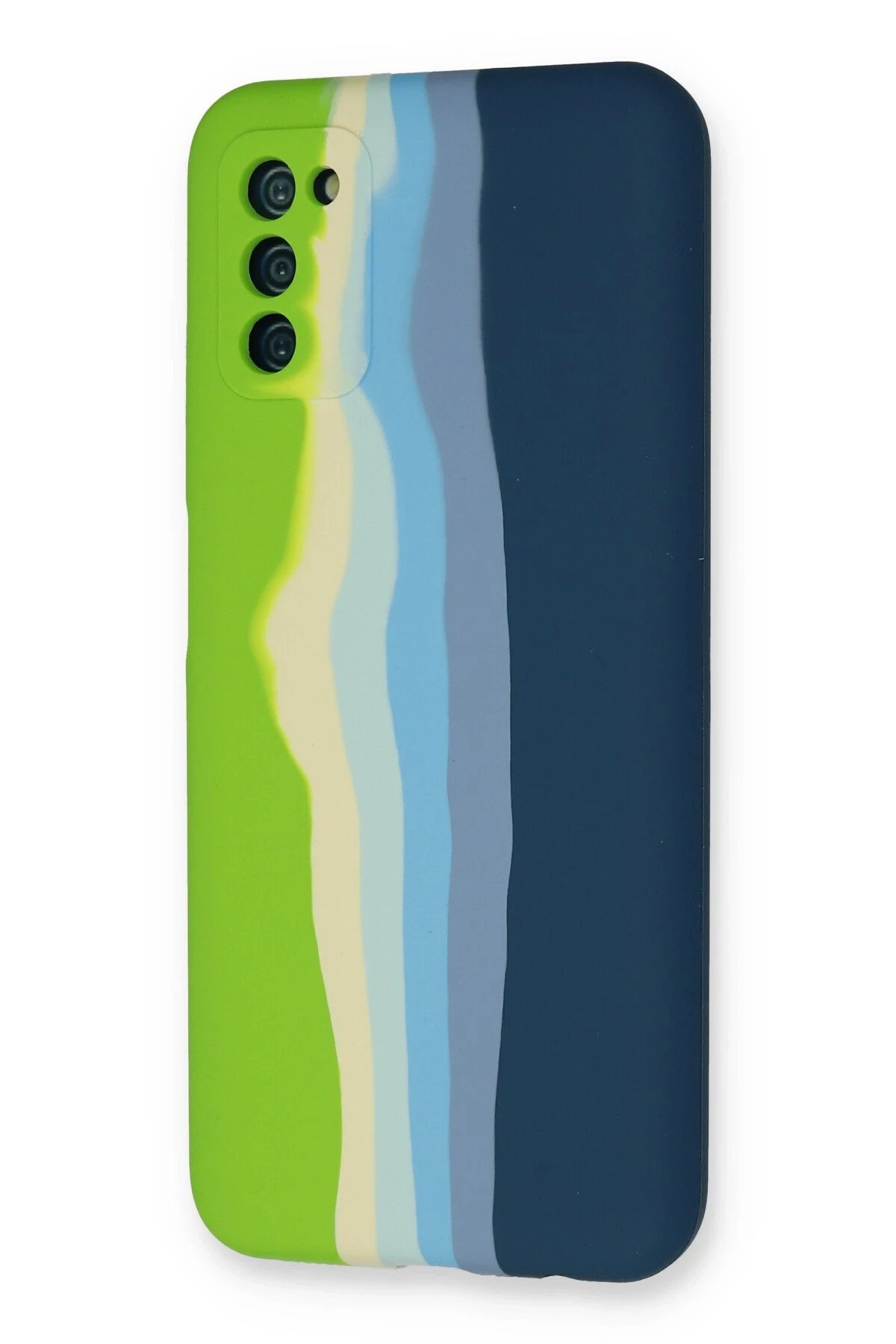 Newface Samsung Galaxy A03S Kılıf Ebruli Lansman Silikon - Yeşil-Koyu Yeşil