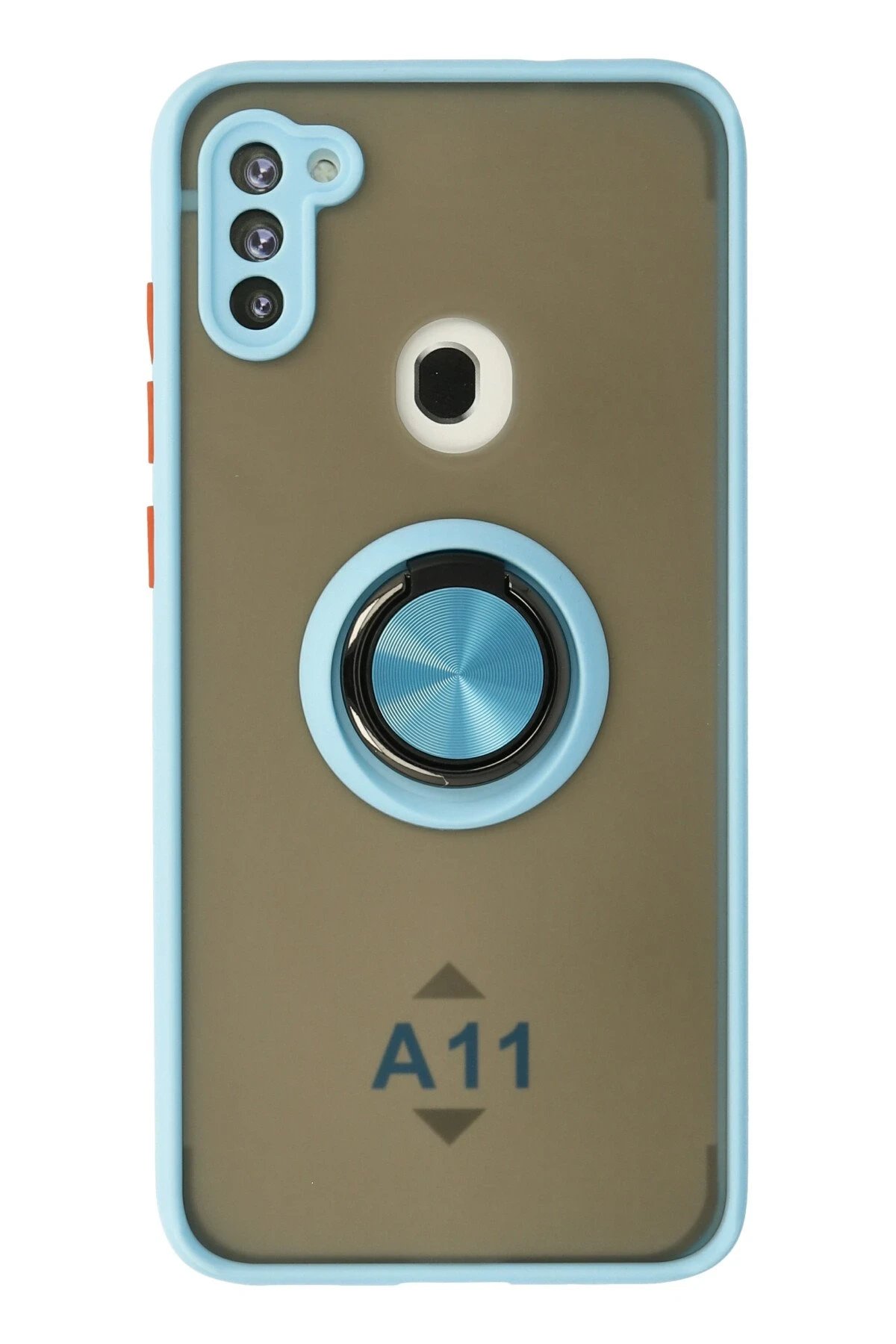 Newface Samsung Galaxy A11 Kılıf Montreal Yüzüklü Silikon Kapak - Buz Mavi