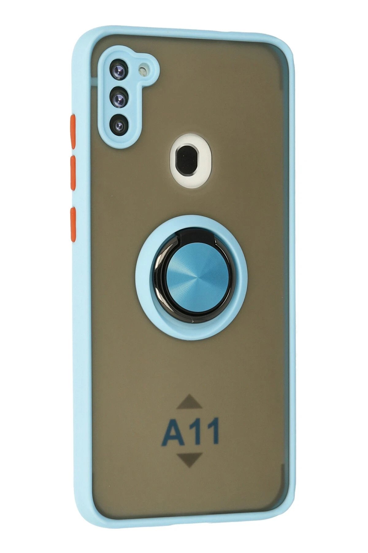 Newface Samsung Galaxy A11 Kılıf Montreal Yüzüklü Silikon Kapak - Buz Mavi