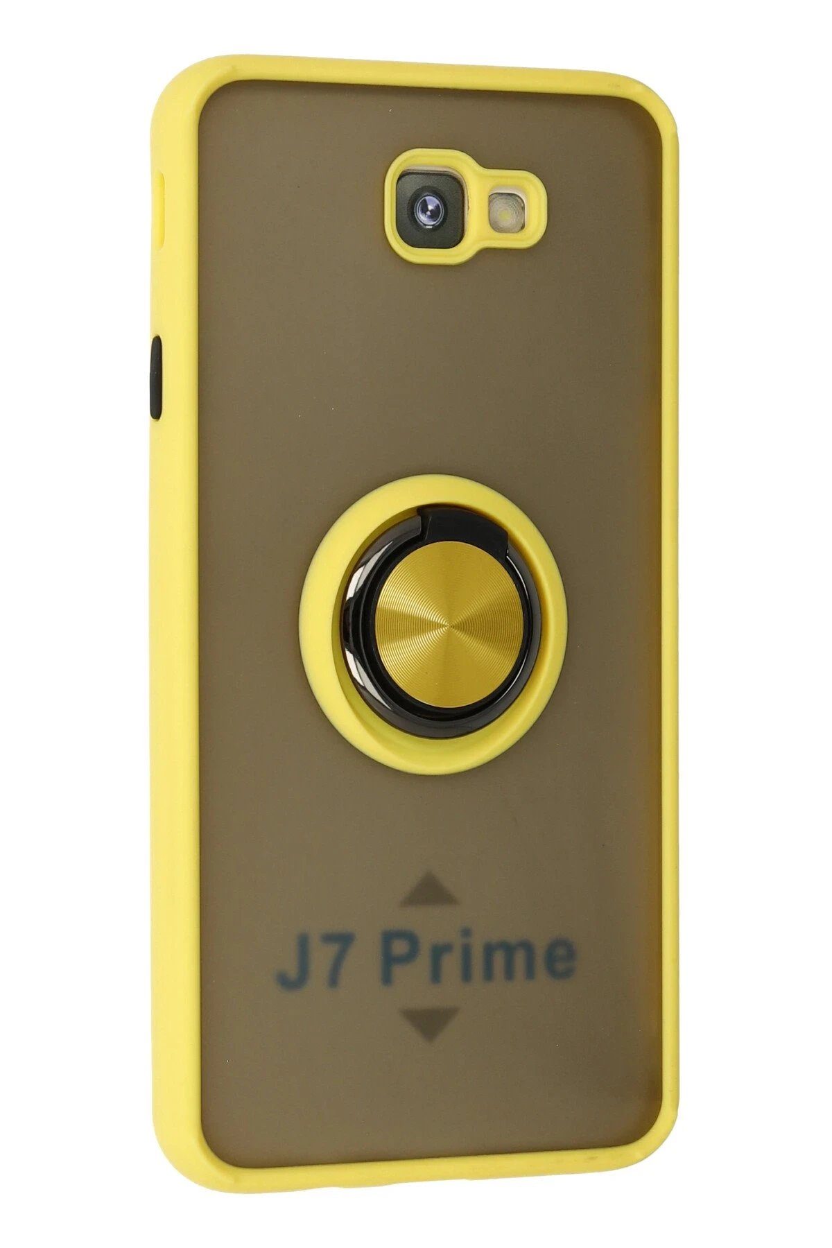 Newface Samsung Galaxy J7 Prime Kılıf Montreal Yüzüklü Silikon Kapak - Sarı