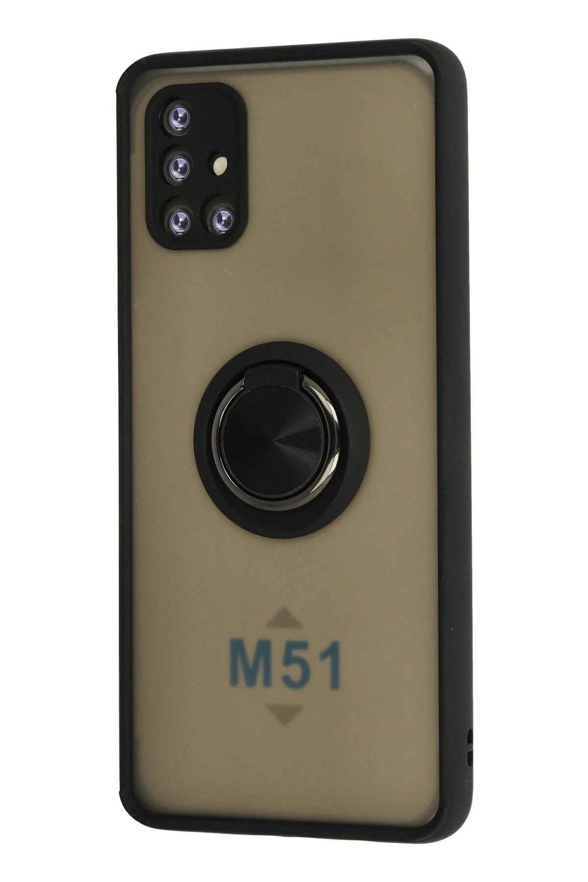 Newface Samsung Galaxy M51 Kılıf Montreal Yüzüklü Silikon Kapak - Siyah