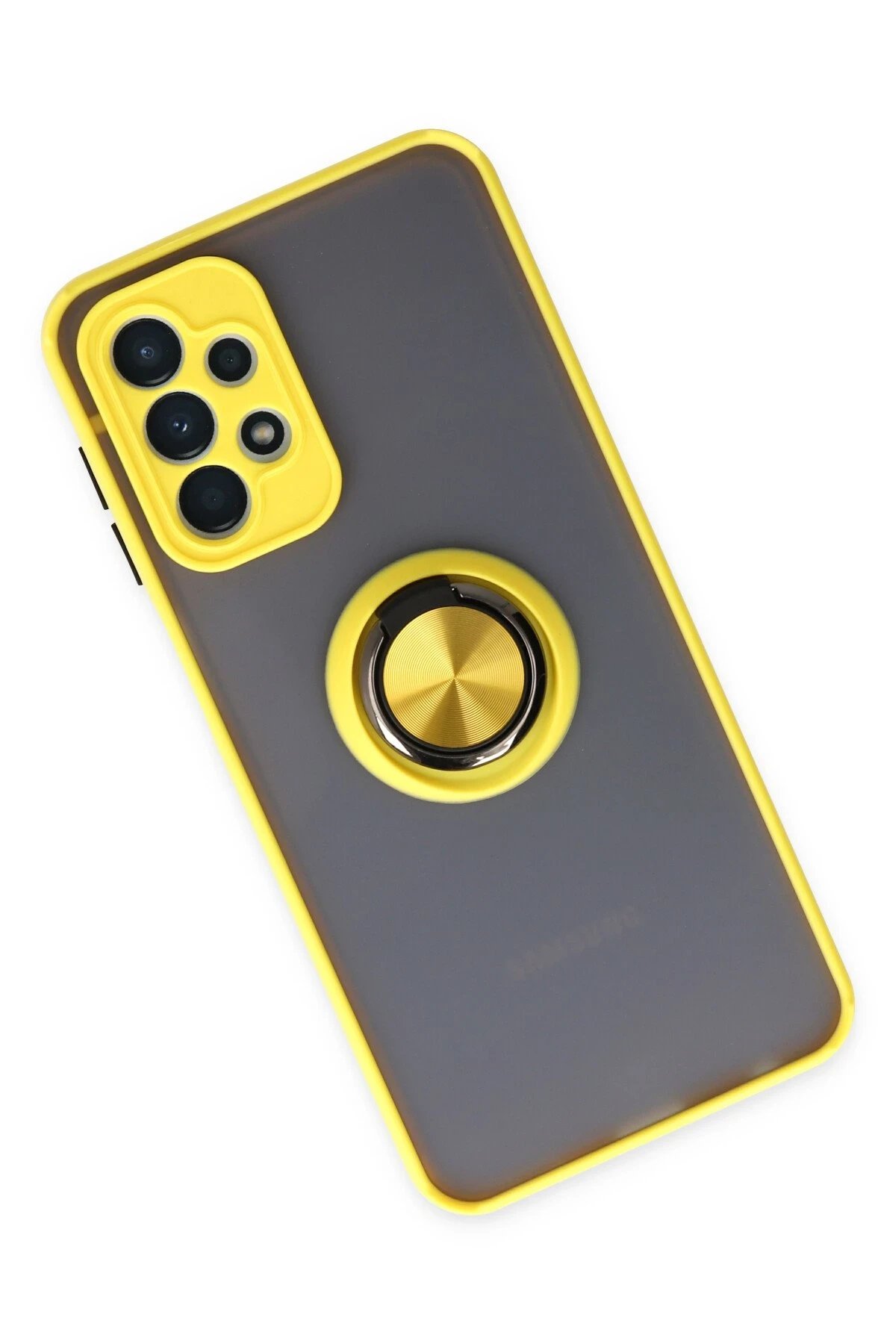 Newface Samsung Galaxy A23 4G Kılıf Montreal Yüzüklü Silikon Kapak - Sarı