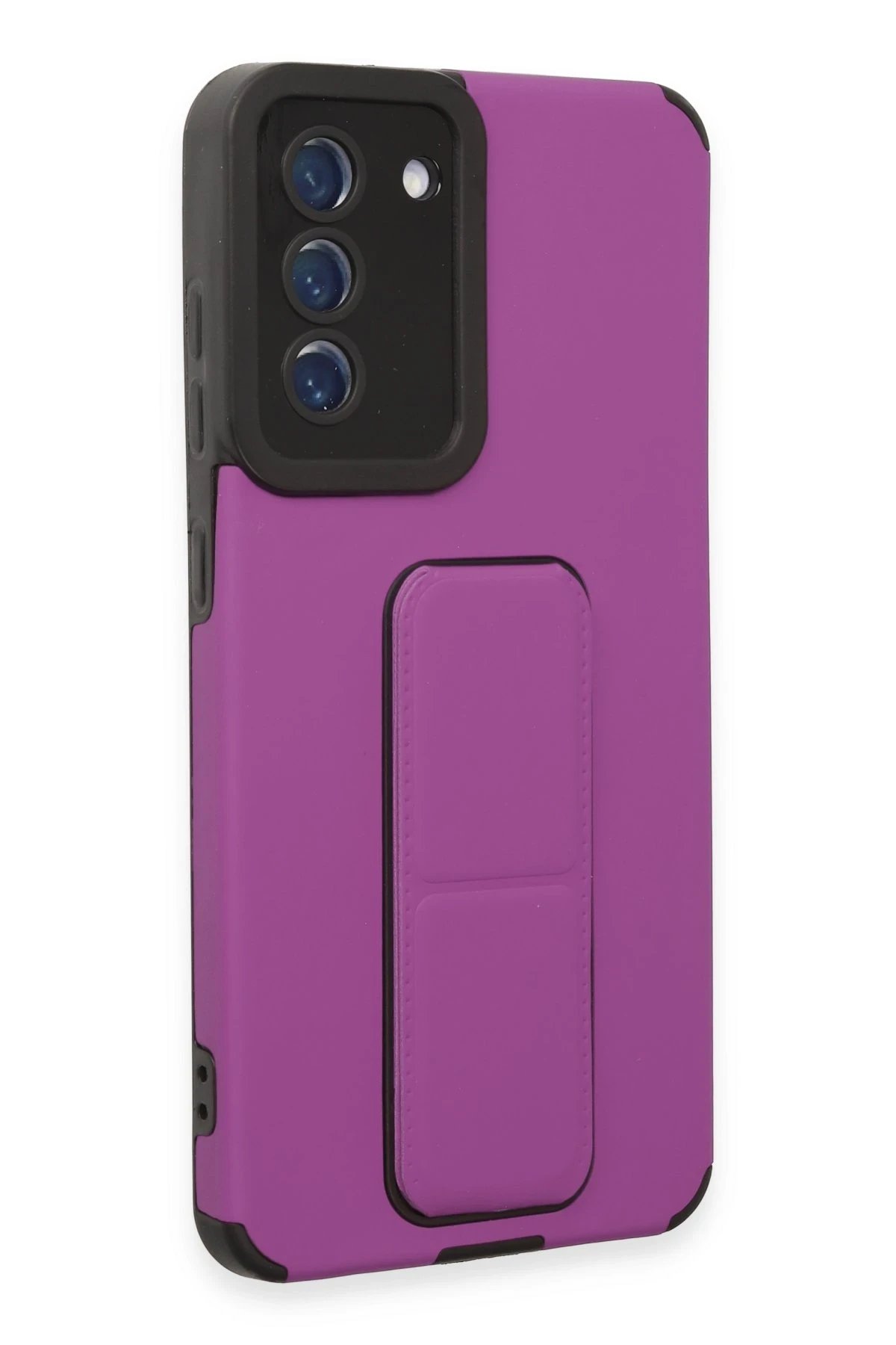 Newface Samsung Galaxy S21 FE Kılıf Mega Standlı Silikon - Mor