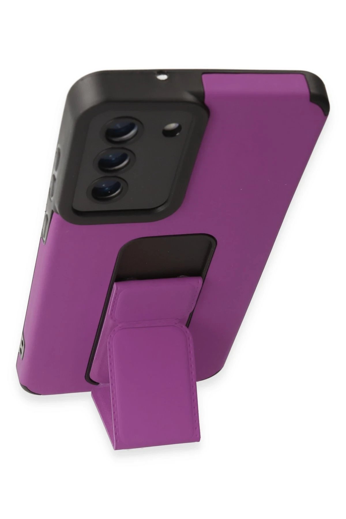 Newface Samsung Galaxy S21 FE Kılıf Mega Standlı Silikon - Mor