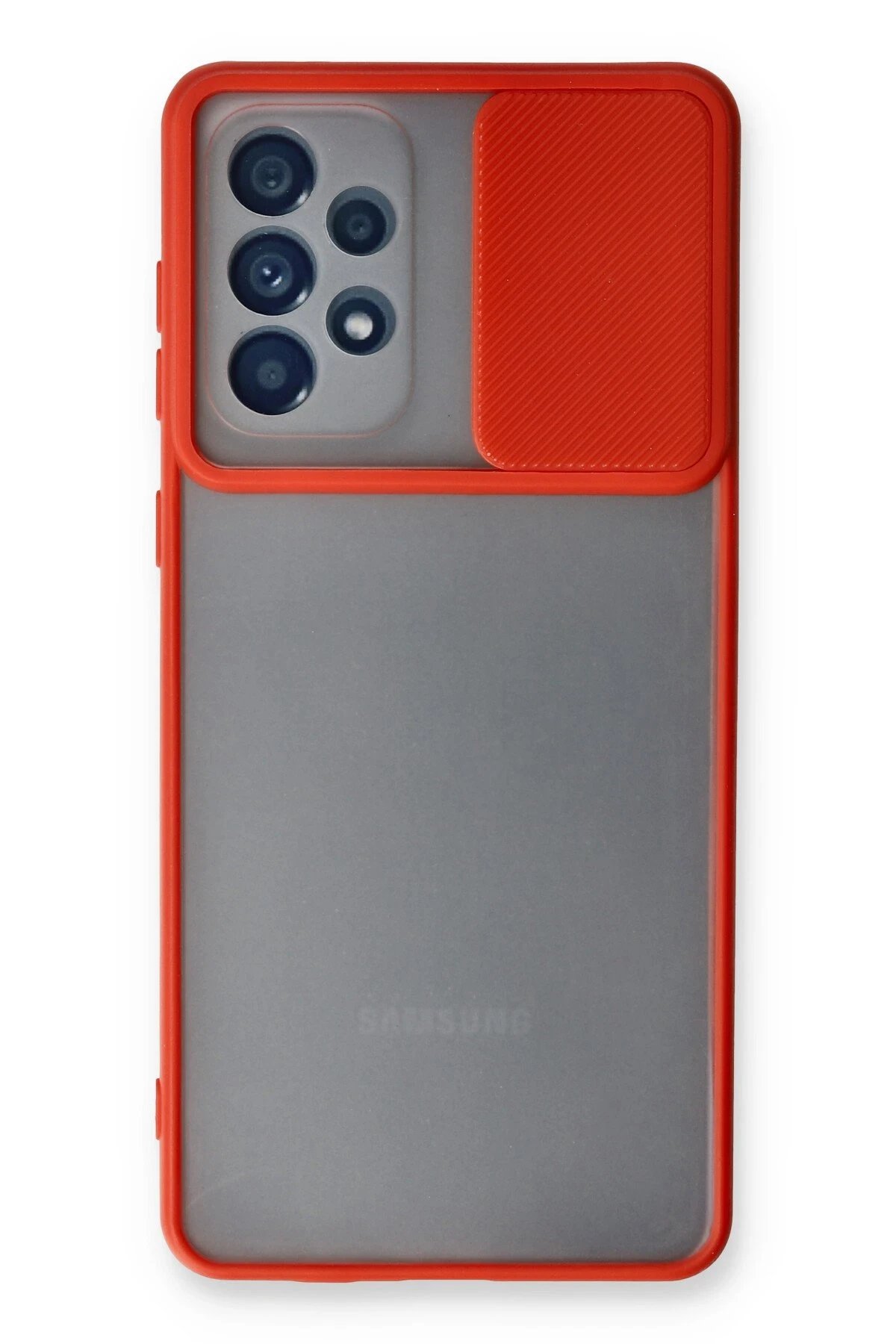 Newface Samsung Galaxy A33 5G Kılıf Palm Buzlu Kamera Sürgülü Silikon - Kırmızı