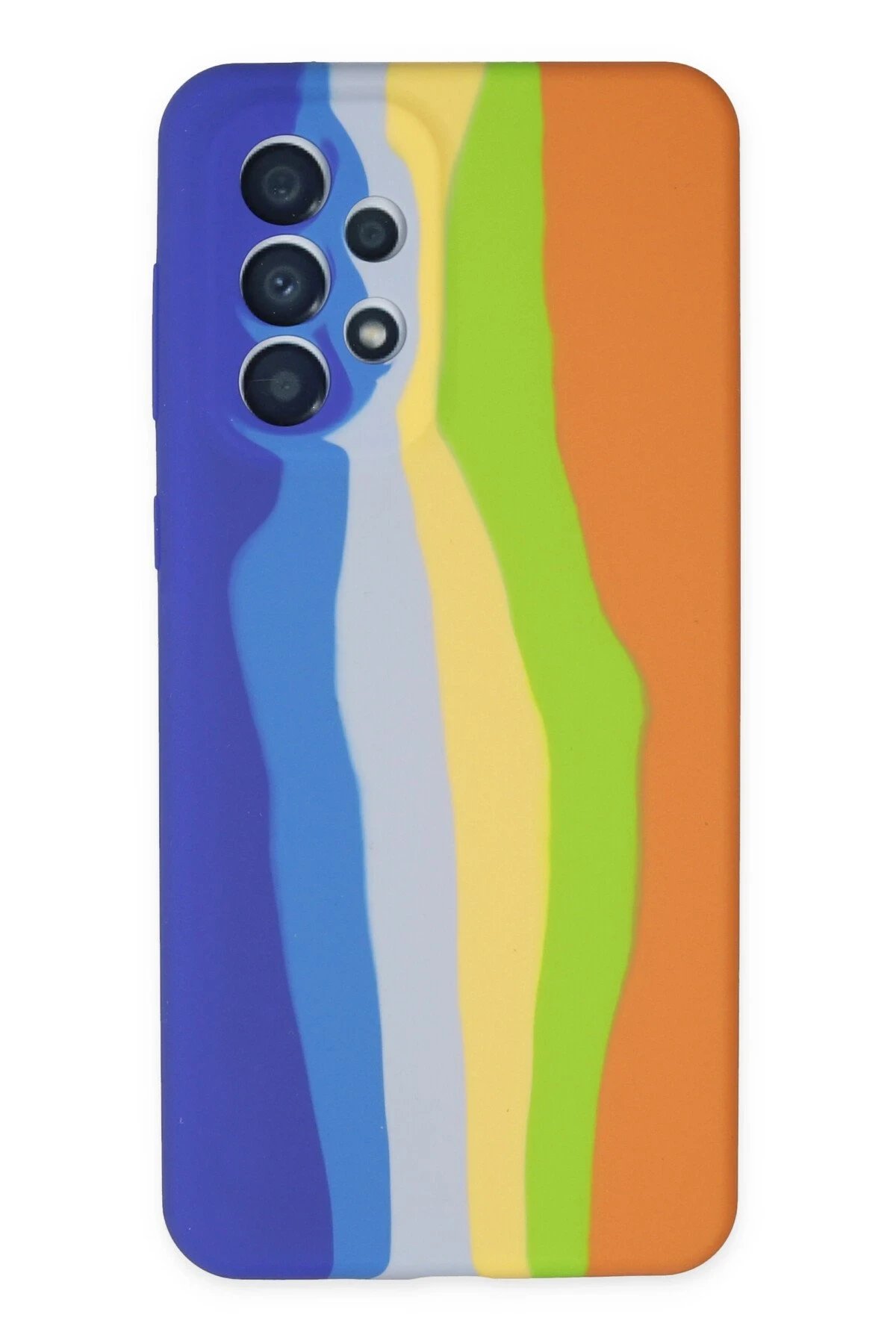 Newface Samsung Galaxy A53 5G Kılıf Ebruli Lansman Silikon - Mavi-Turuncu