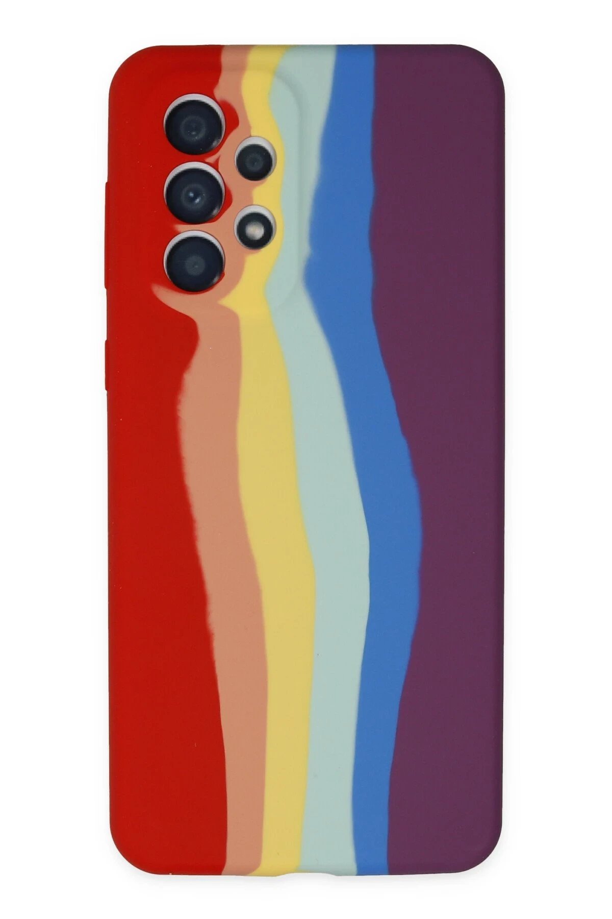 Newface Samsung Galaxy A73 5G Kılıf Ebruli Lansman Silikon - Kırmızı-Mor