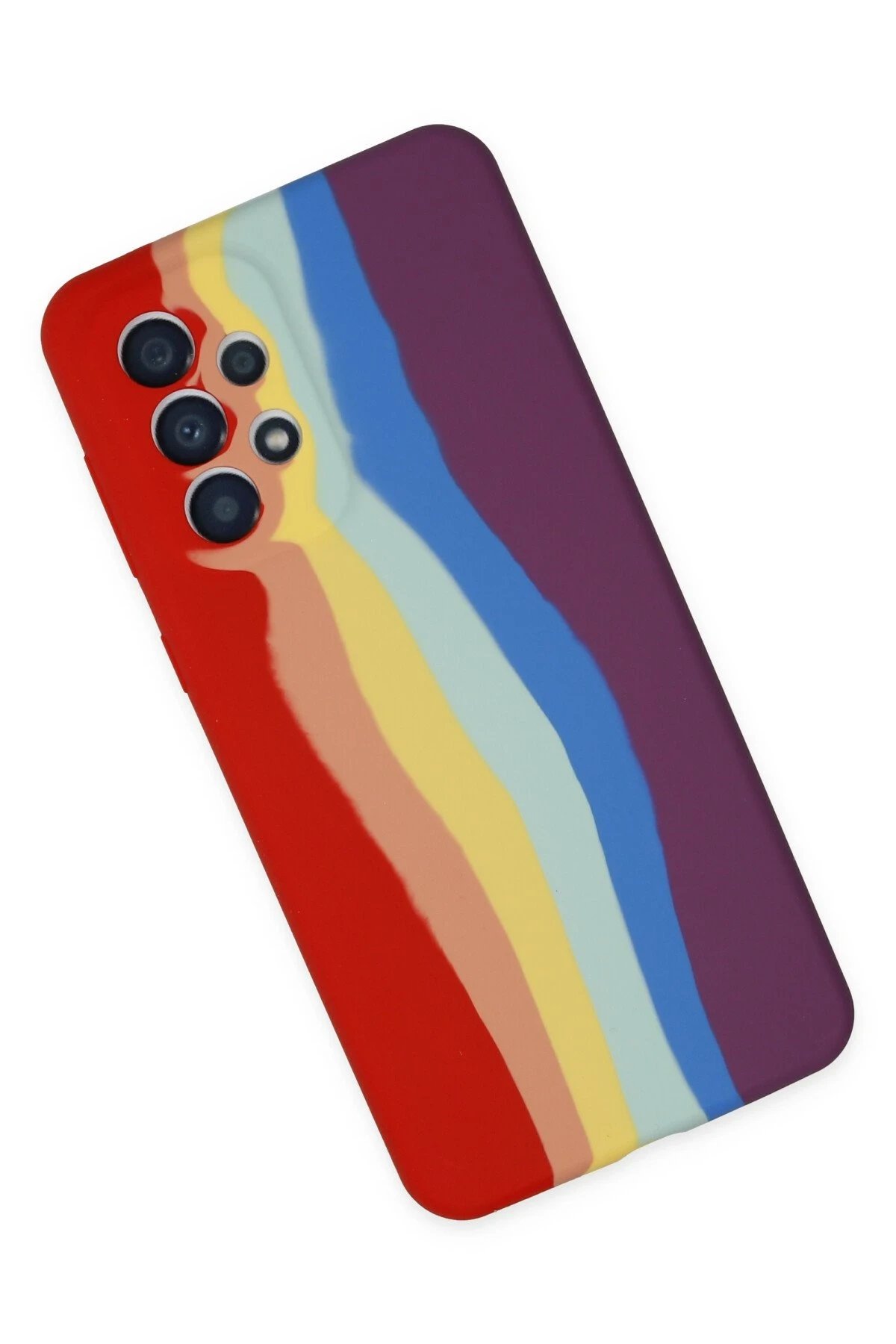 Newface Samsung Galaxy A73 5G Kılıf Ebruli Lansman Silikon - Kırmızı-Mor