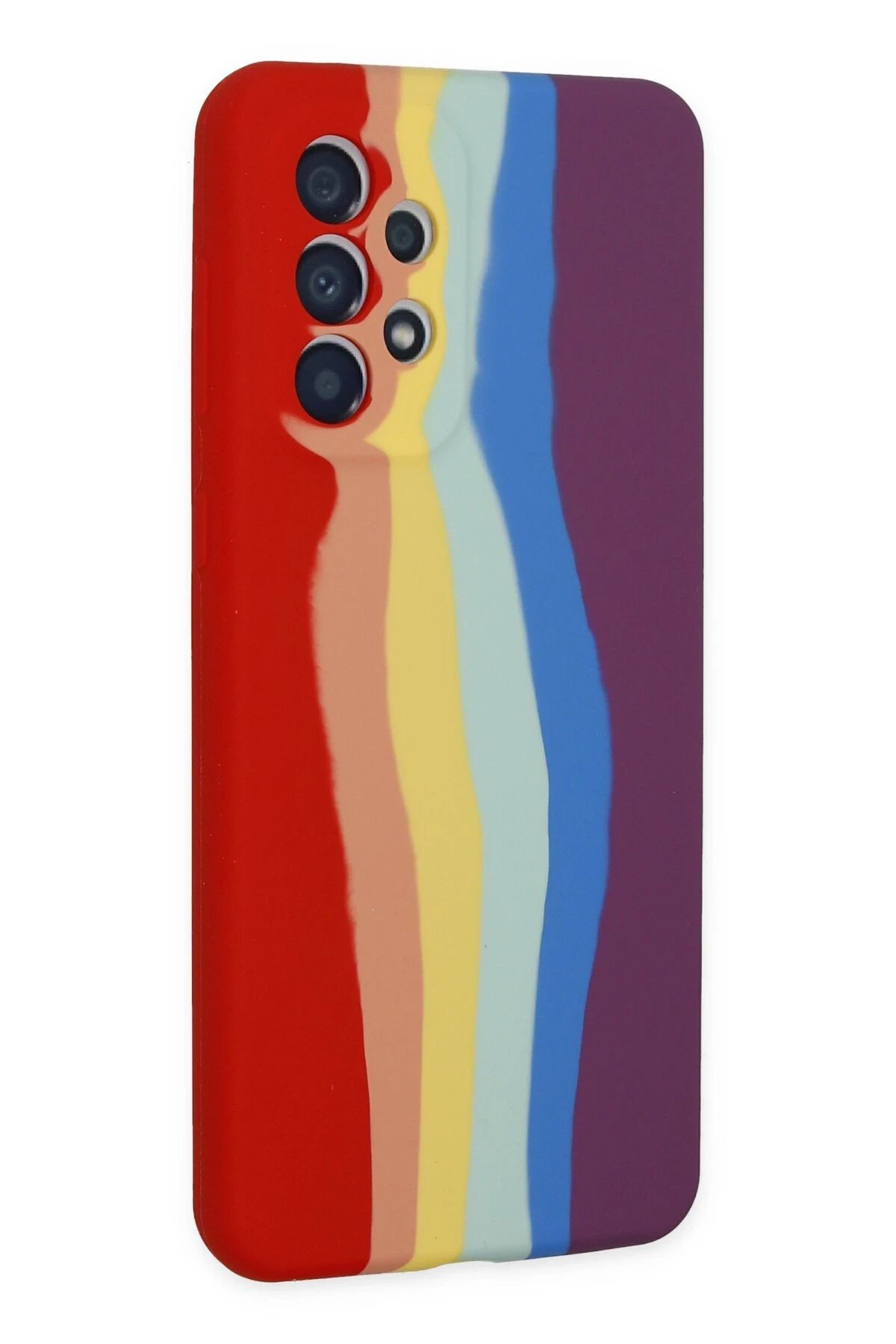 Newface Samsung Galaxy A73 5G Kılıf Ebruli Lansman Silikon - Kırmızı-Mor